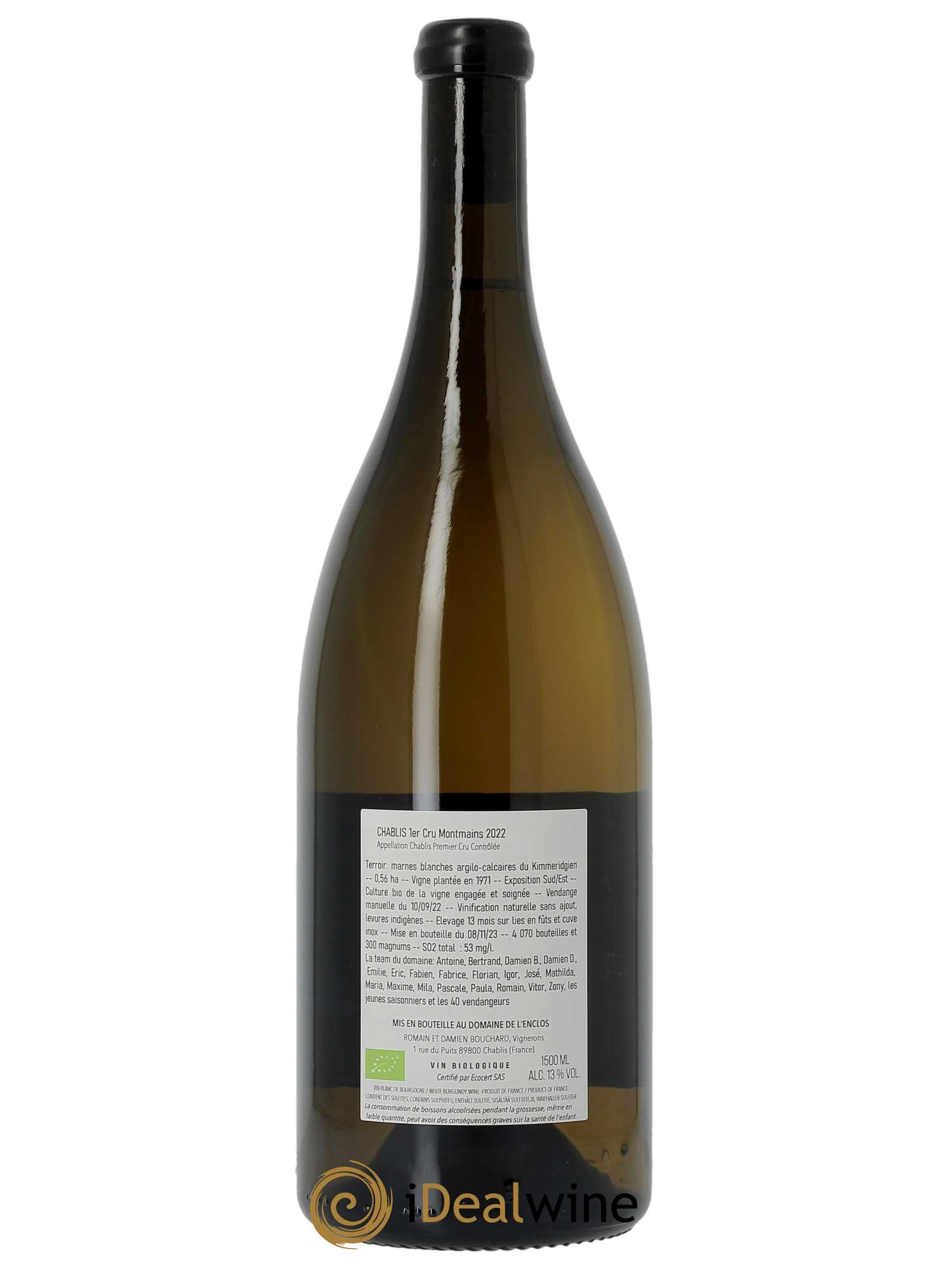 Chablis 1er Cru Montmains Domaine de l'Enclos  2022 - Lot de 1 Magnum