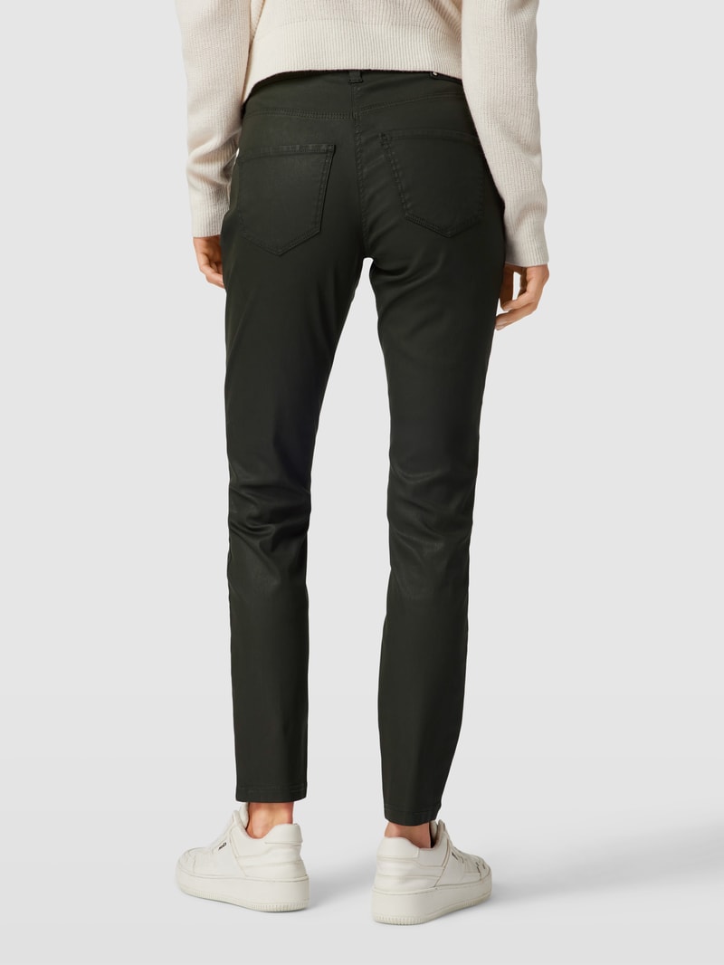 Skinny Fit Jeans mit Reißverschlusstaschen in dunkelgrün