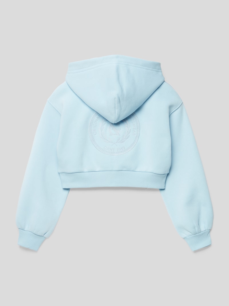 Sweatjacke mit Label-Stitching Modell 'CREST' in hellblau