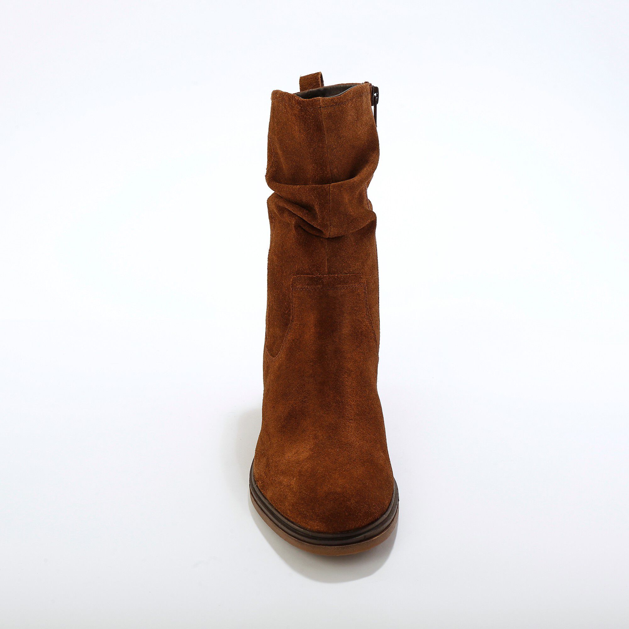 Bottes fourrées en cuir plissé