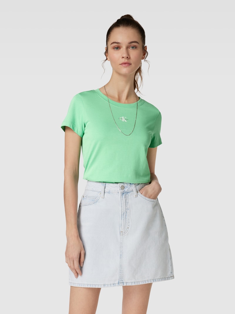 T-Shirt mit Label-Print Modell 'MICRO MONOLOGO' in grün