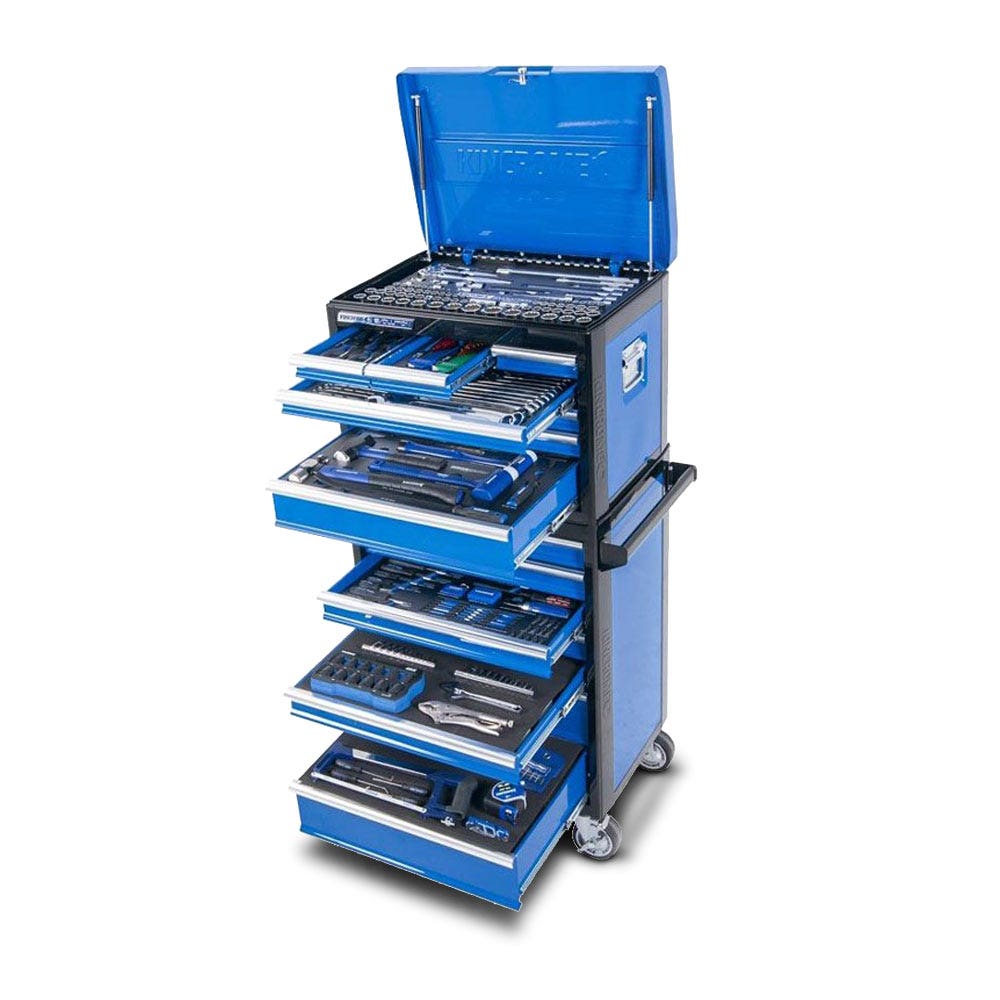 Oficina de ferramentas KINCROME Evolution TFL, 306 peças, 14 gavetas profundas com carrinho, P1710