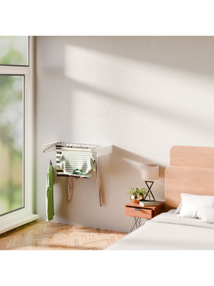 relaxdays Wand-Wäscheständer in Weiß - (B)80 x (H)15 x (T)40,5 cm günstig kaufen onesize