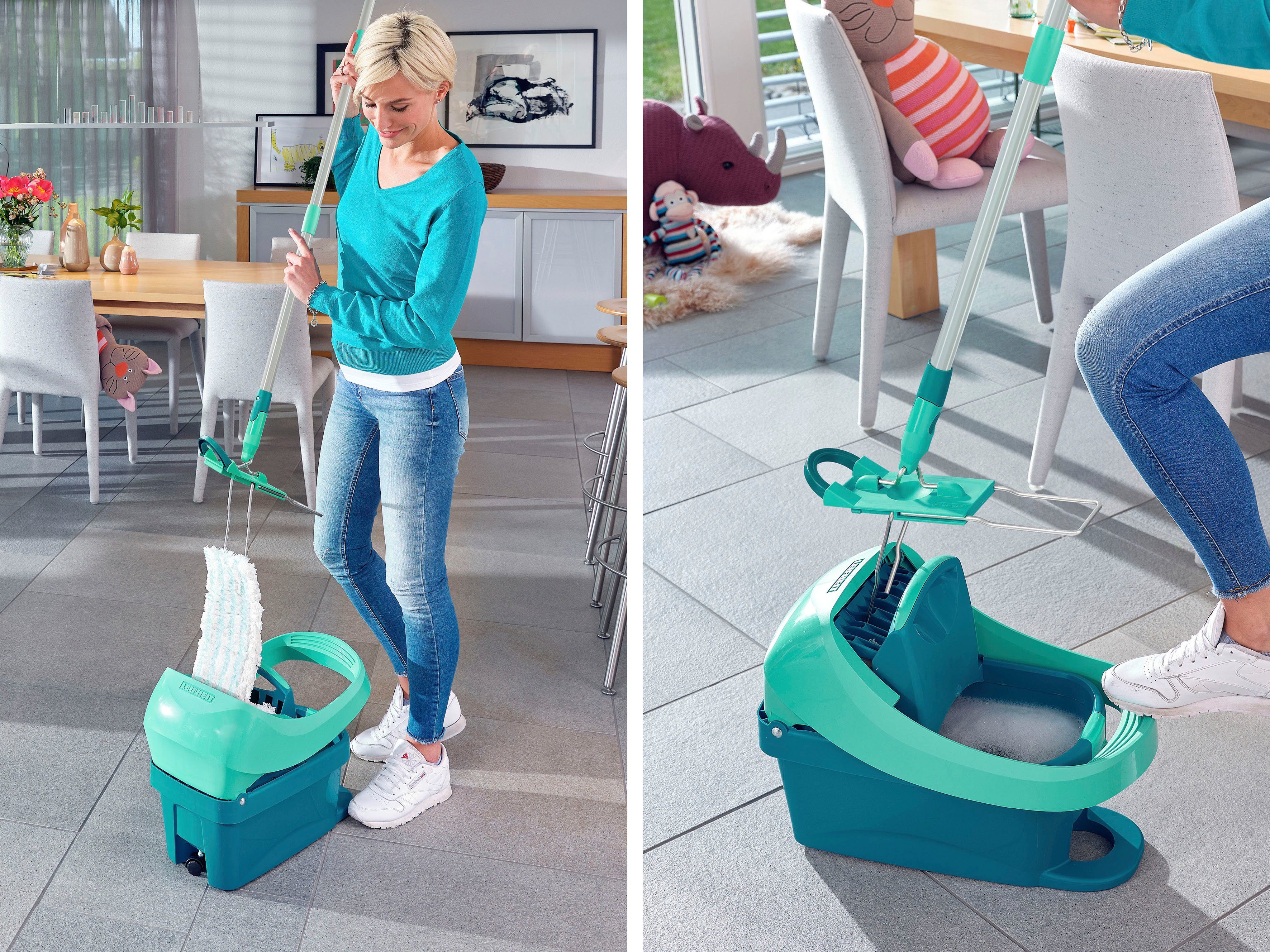 Leifheit Bodenwischer-Set Wischtuchpresse Profi XL mit Rollen, Wischbreite 42 cm