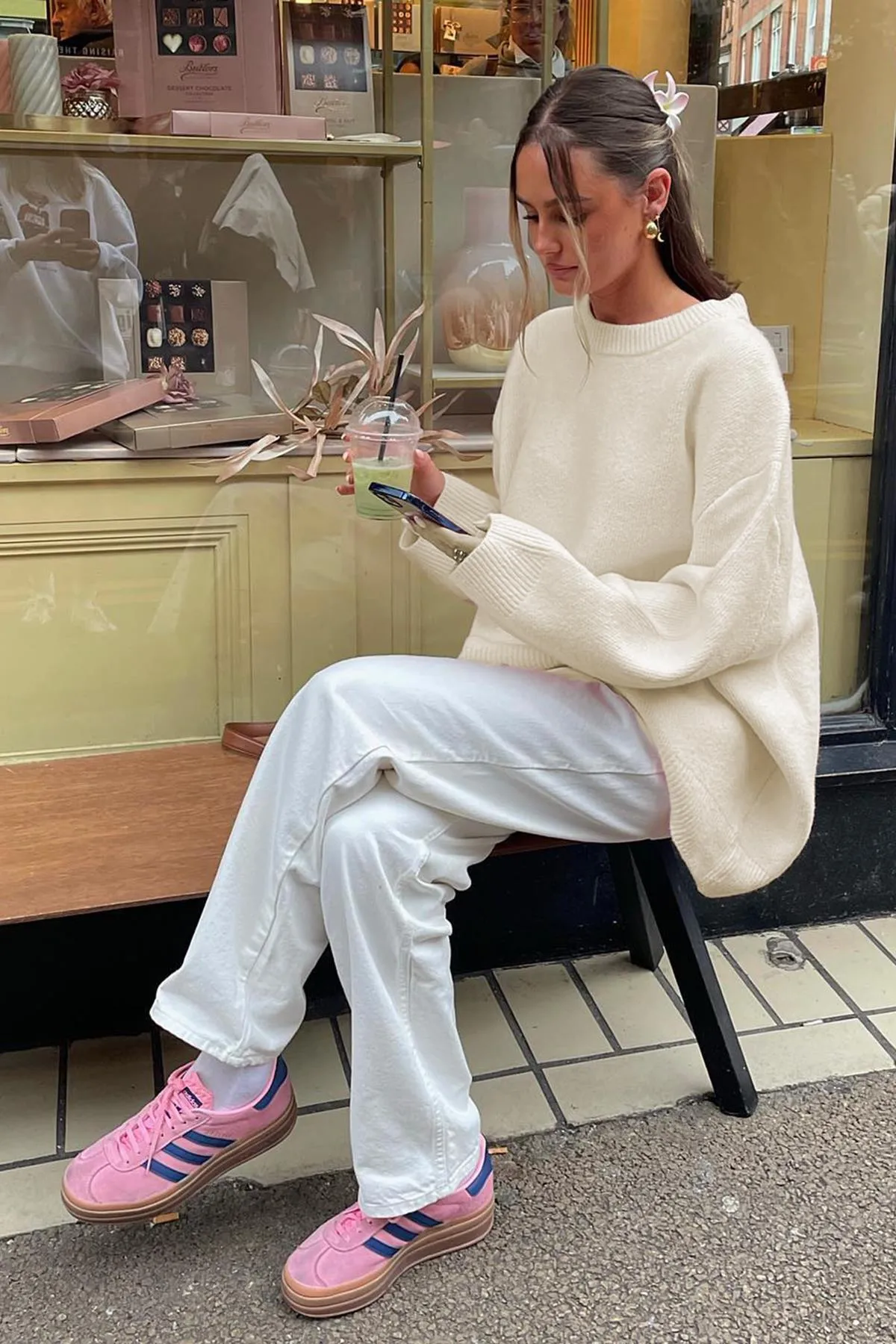 Madmext  Ecrufarbener Oversize-Strickpullover mit Rundhalsausschnitt MG1972