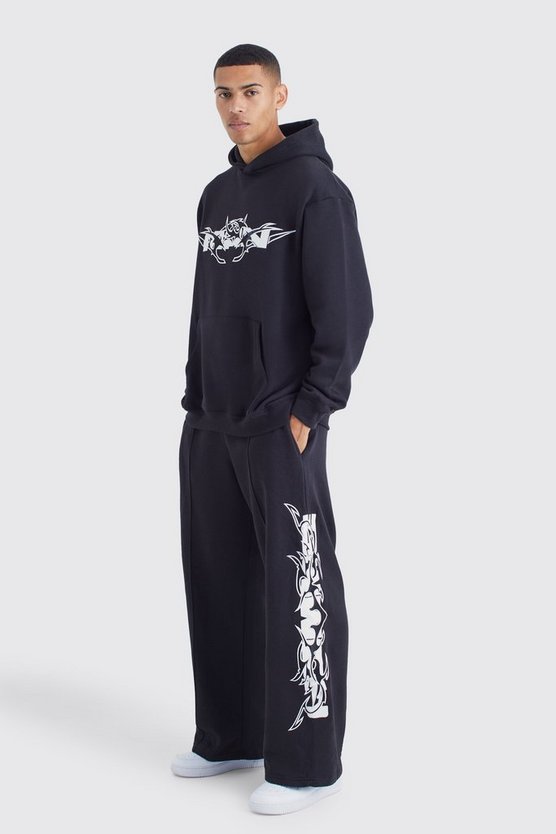 Oversize Trainingsanzug mit PU-Applikation