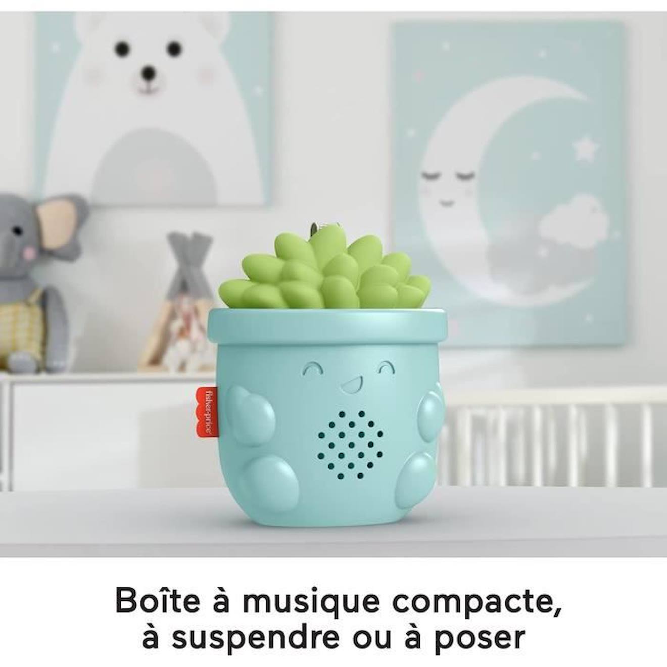 Fisher-Price Plante Sons Apaisants​, veilleuse musicale avec anneau pour l'accrocher à la poussette ou la poser, dès la naissance bleu