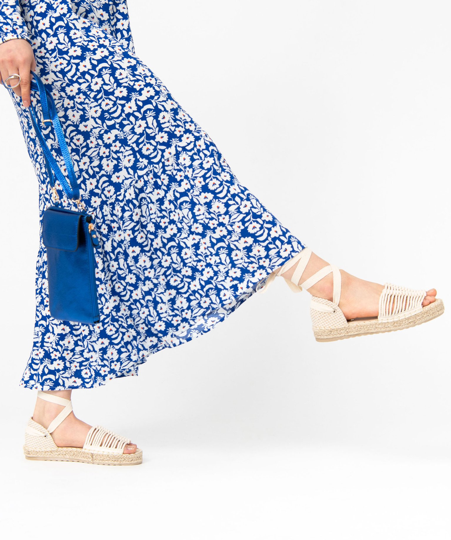 Sandales femme dessus en macramé avec rubans à nouer beige | GEMO