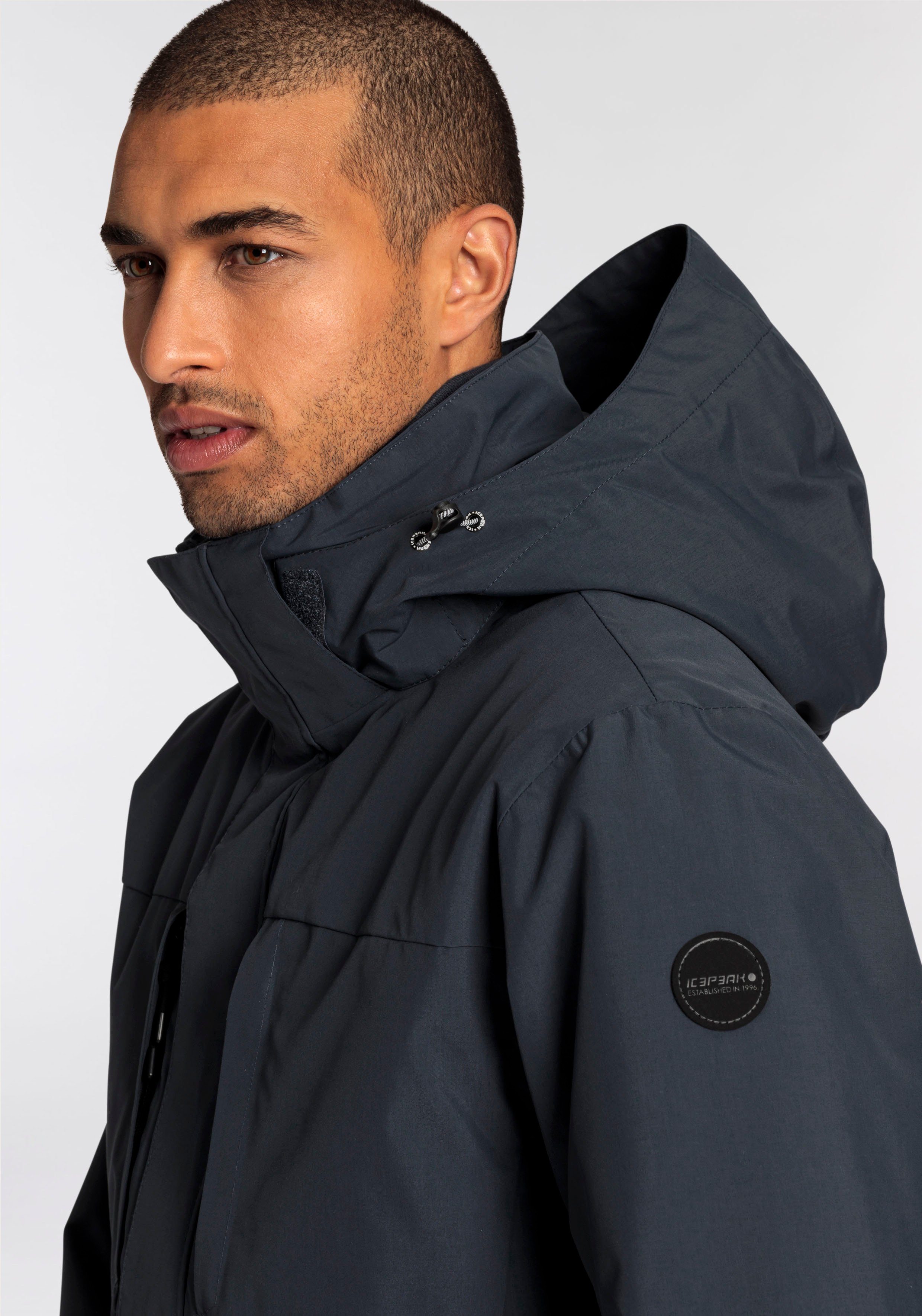 Icepeak Funktionsjacke H FUNKTIONSJACKE ALSTON mit Logoschriftzügen an der Kapuzenkordel