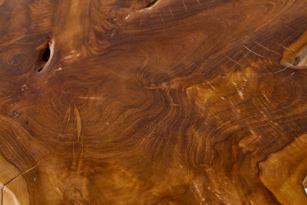 riess-ambiente Beistelltisch ROOT 53cm natur, Nachttisch · Massivholz · Hocker · mit Jahresringen · Teakholz