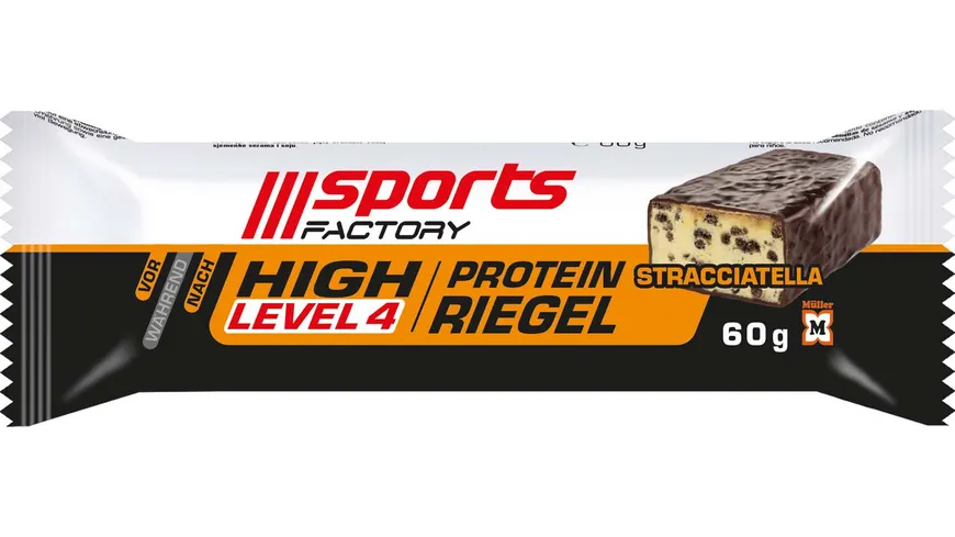 SPORTS FACTORY Proteinriegel Level 4 Straciatella 60 g