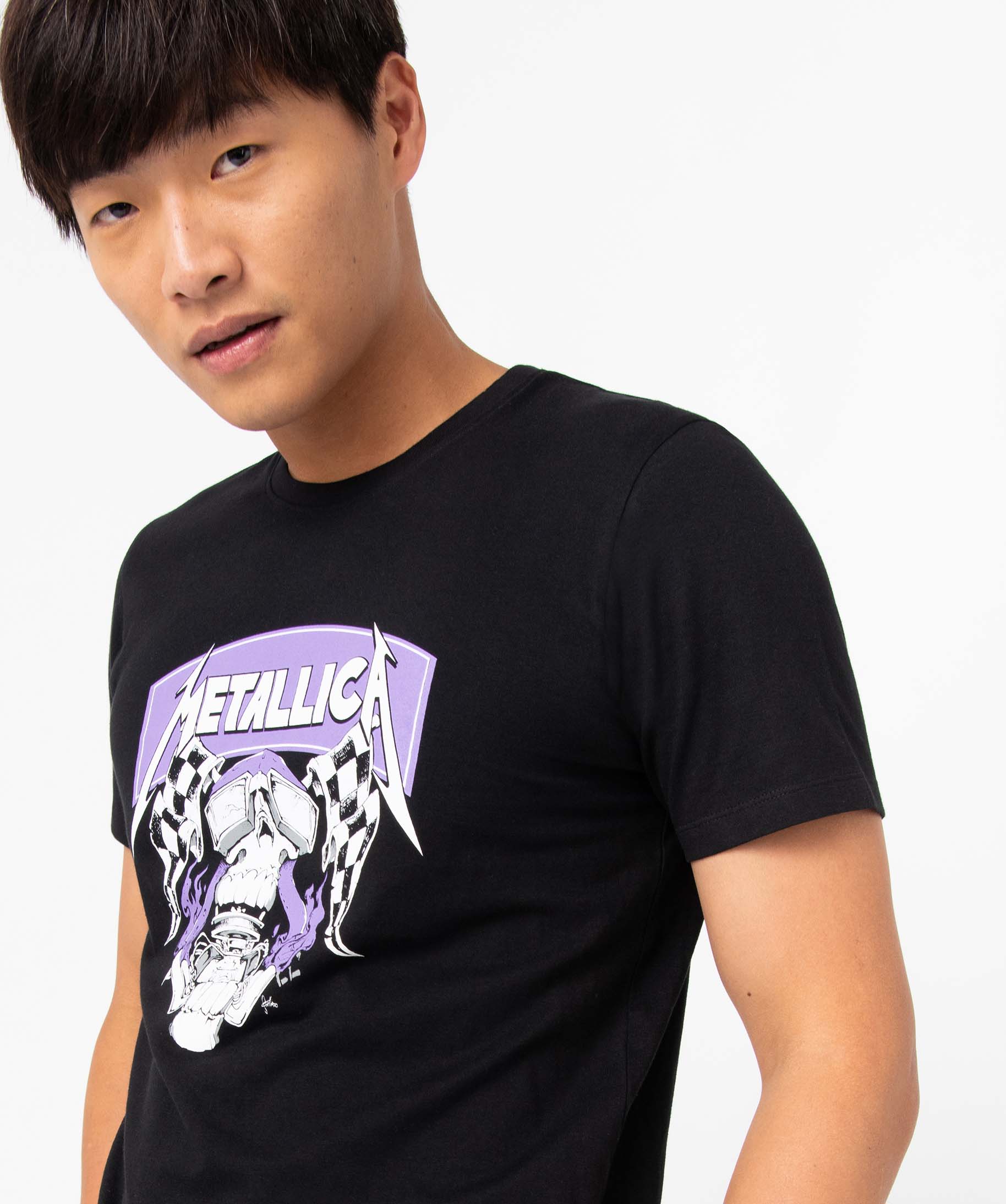 Tee-shirt homme à manches courtes avec motif bicolore - Met... noir | GEMO