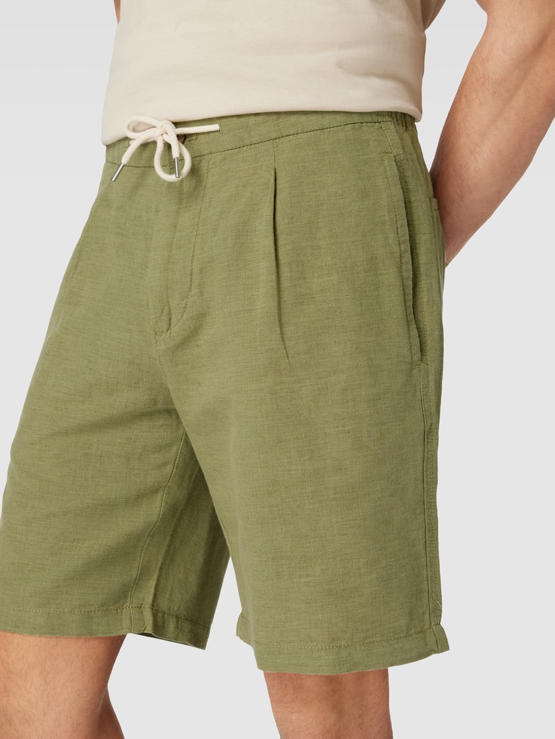 Shorts mit Bundfalten Modell 'alfonso' in khaki