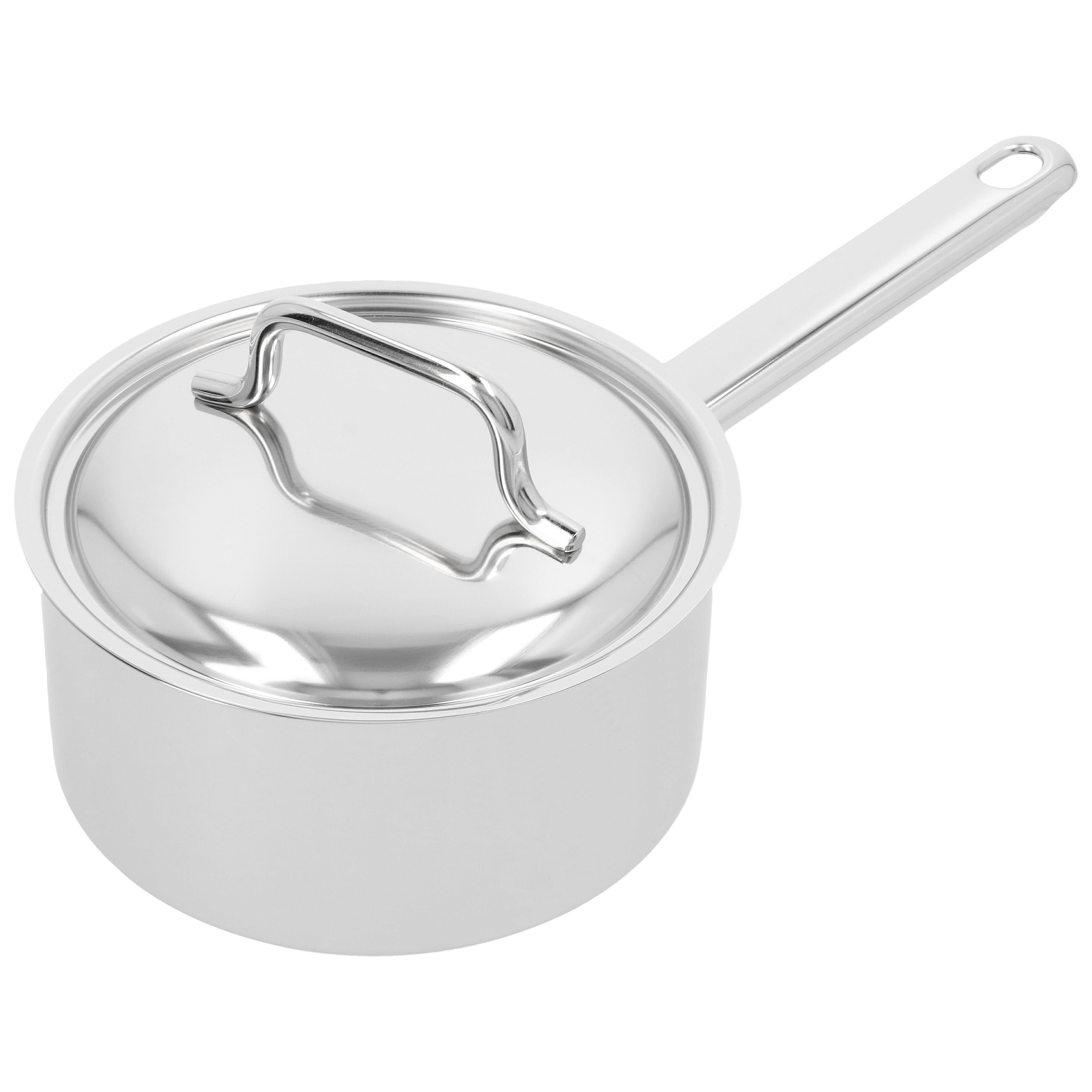 Stieltopf mit Deckel 16 cm, 18/10 Edelstahl, Silber