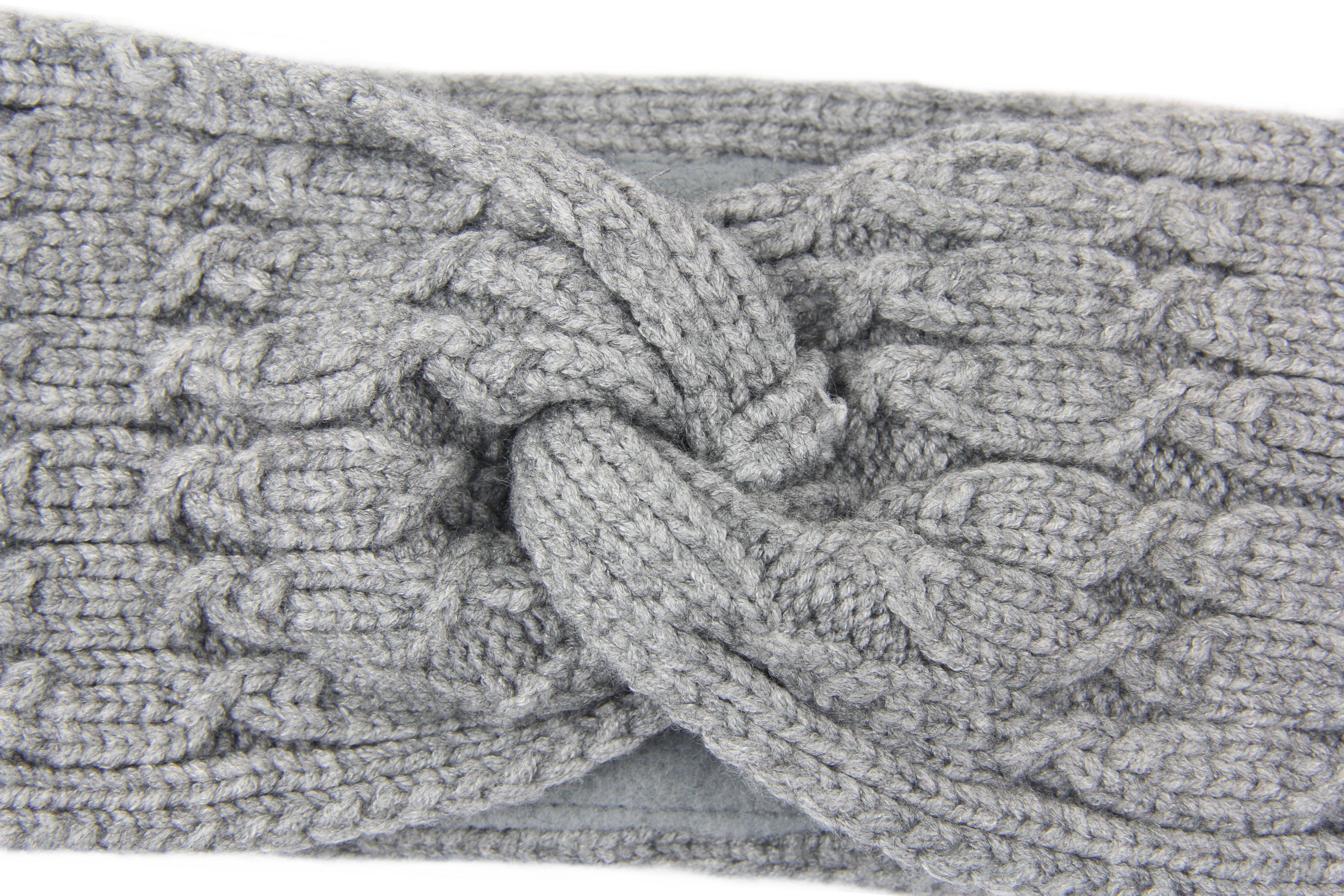 Frentree Stirnband Gefüttertes Warmes Damen Stirnband, Twist Desgin Haarband mit weichem Fleece Innenfutter, Mädchen Ohrenschützer Strick Schleife