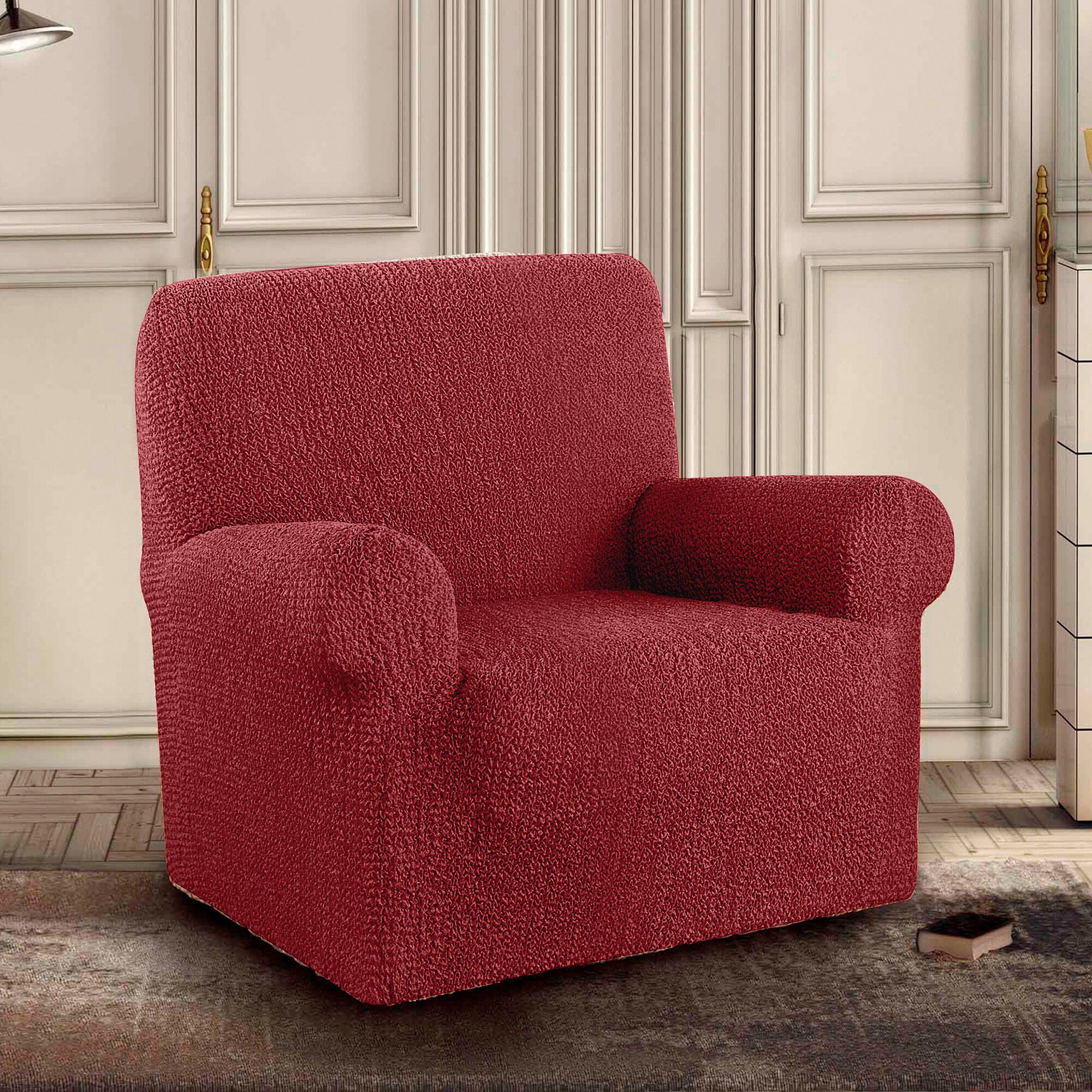 Housse bi-extensible imprimée gaufrée pour fauteuil et canapé