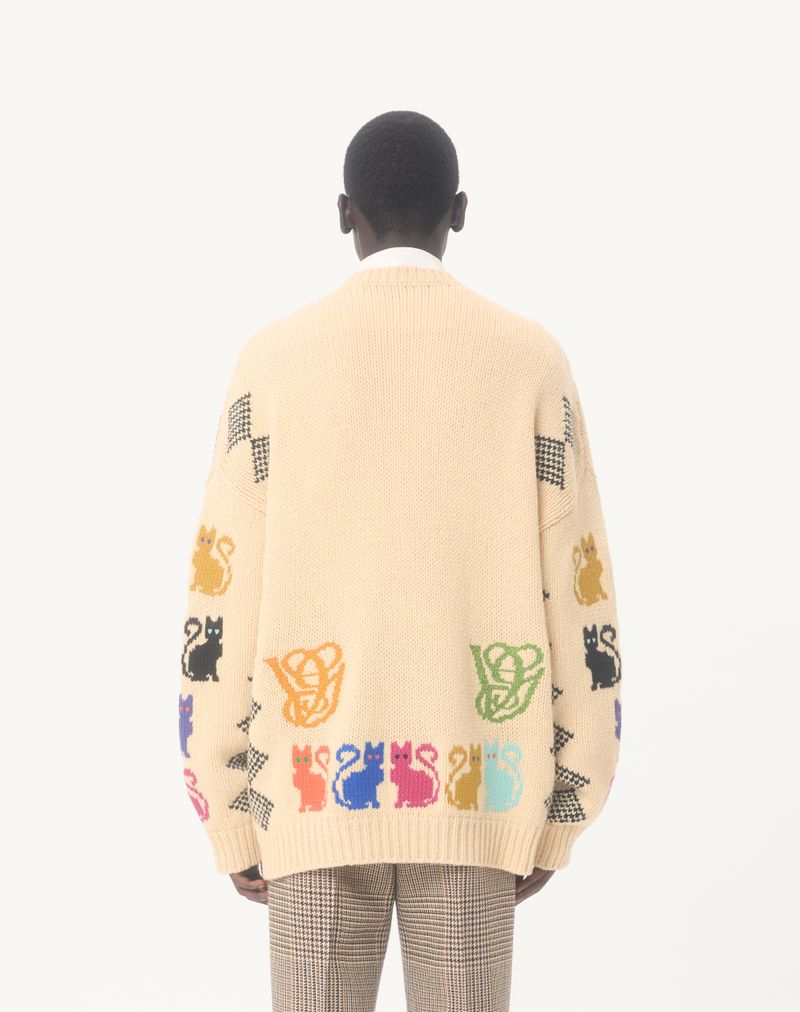 Valentino wollen vest met Le Chat De La Maison jacquardpatroon