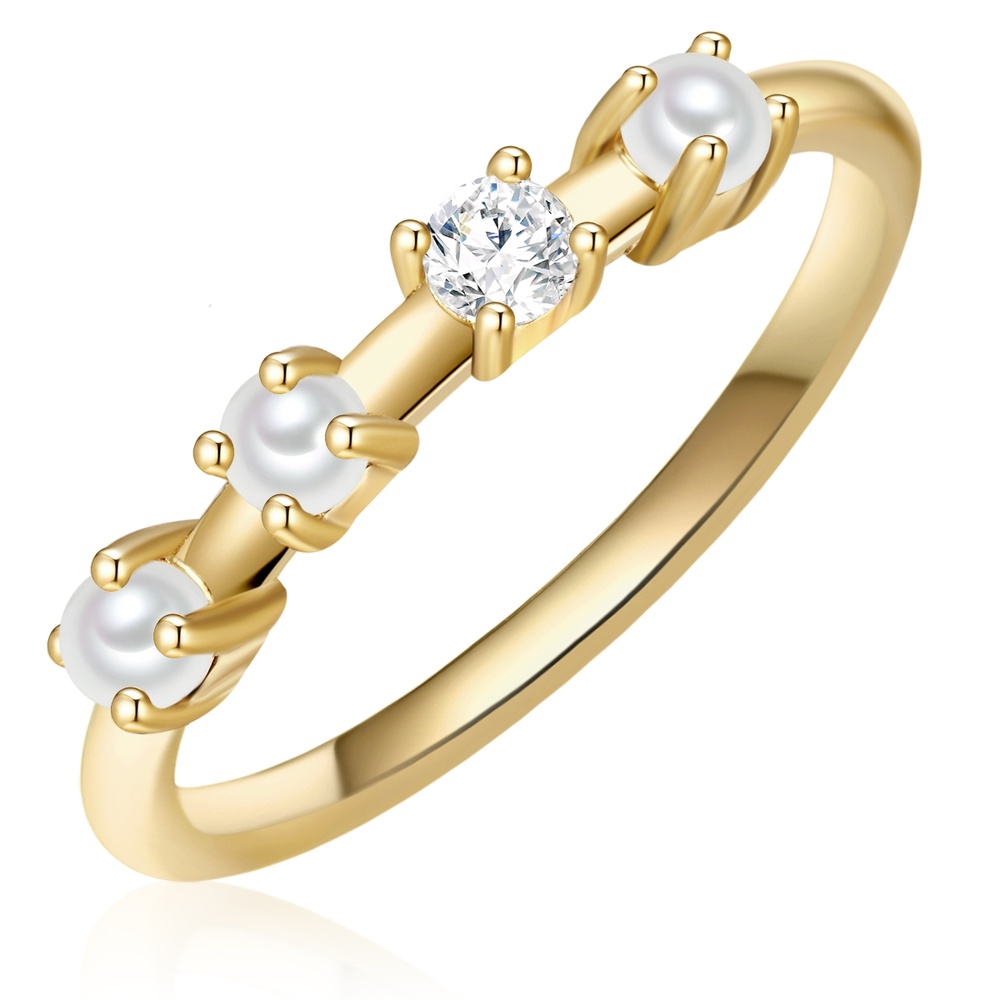Glanzstücke München Bague en argent Argent sterling Oxyde de zirconium (CZ) Perle de culture d'eau do Bague