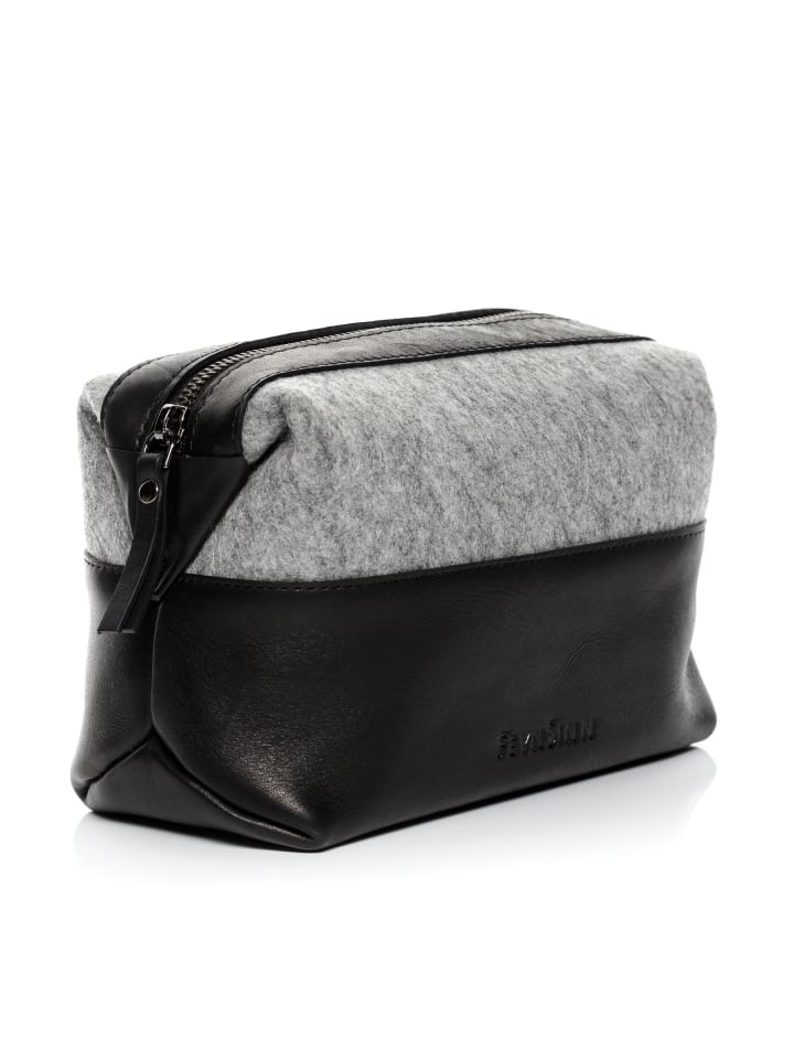 FEYNSINN Leder-Kosmetiktäschchen echt Leder Kulturtasche groß schwarz-grey in schwarz günstig kaufen onesize