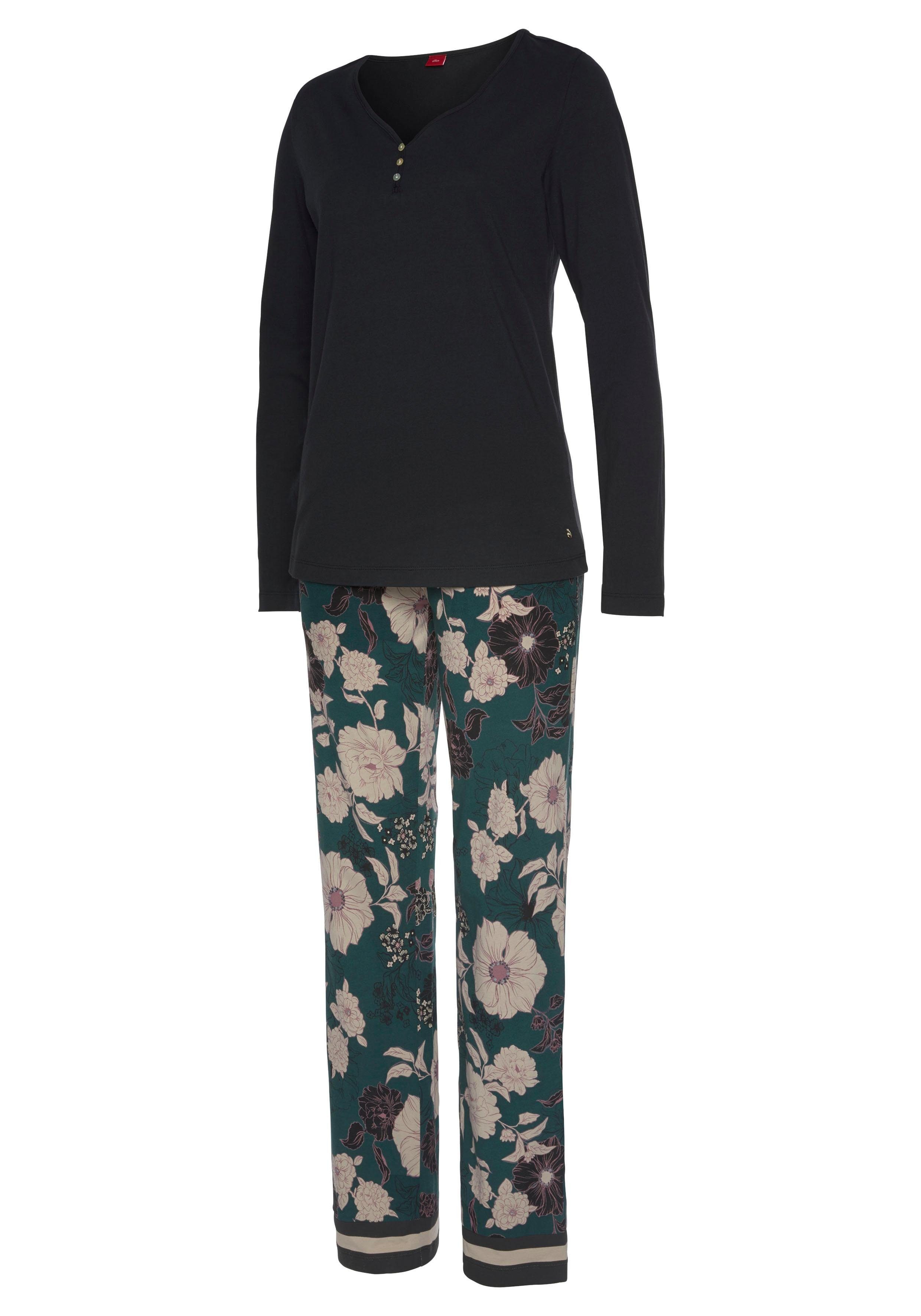 s.Oliver Pyjama (2 tlg., 1 Stück) mit geblümter Schlafhose