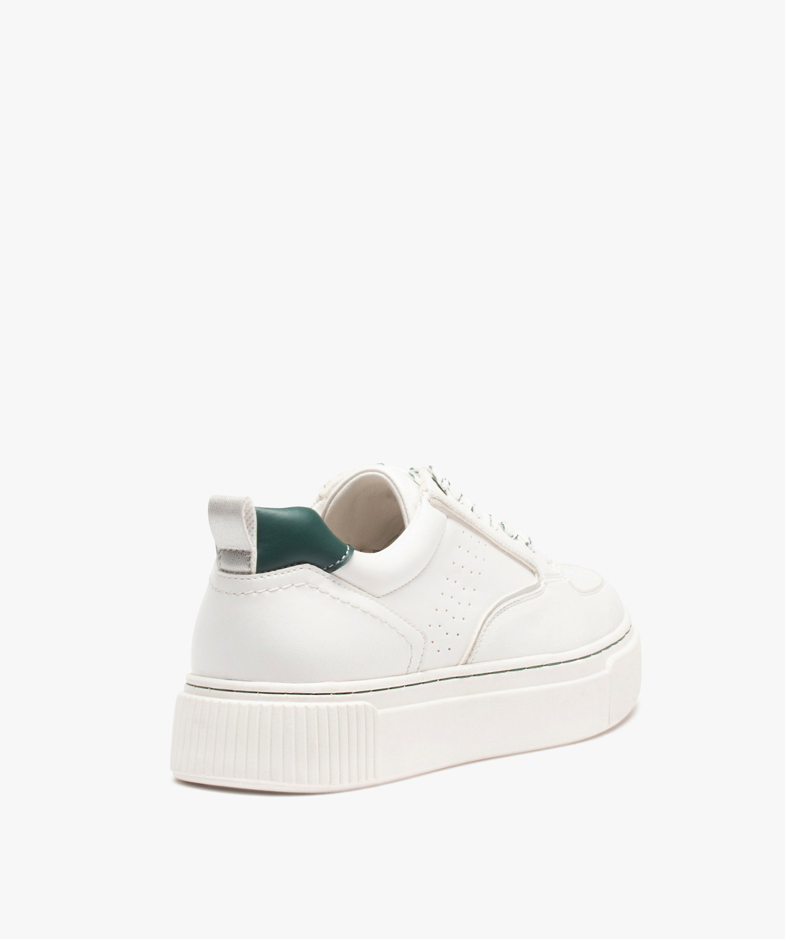 Baskets femme unies à lacets bicolores blanc | GEMO