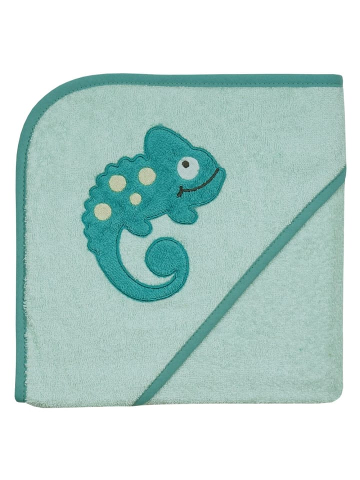 Wörner Kapuzenbadetuch 80 x 80 cm - Stickerei Eidechse - Mint in gruen,motiv günstig kaufen onesize