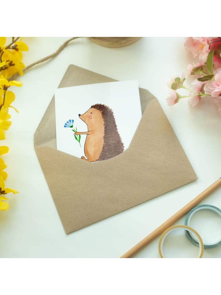 Mr. & Mrs. Panda Grußkarte Igel Blumen mit Spruch in Weiß günstig kaufen onesize