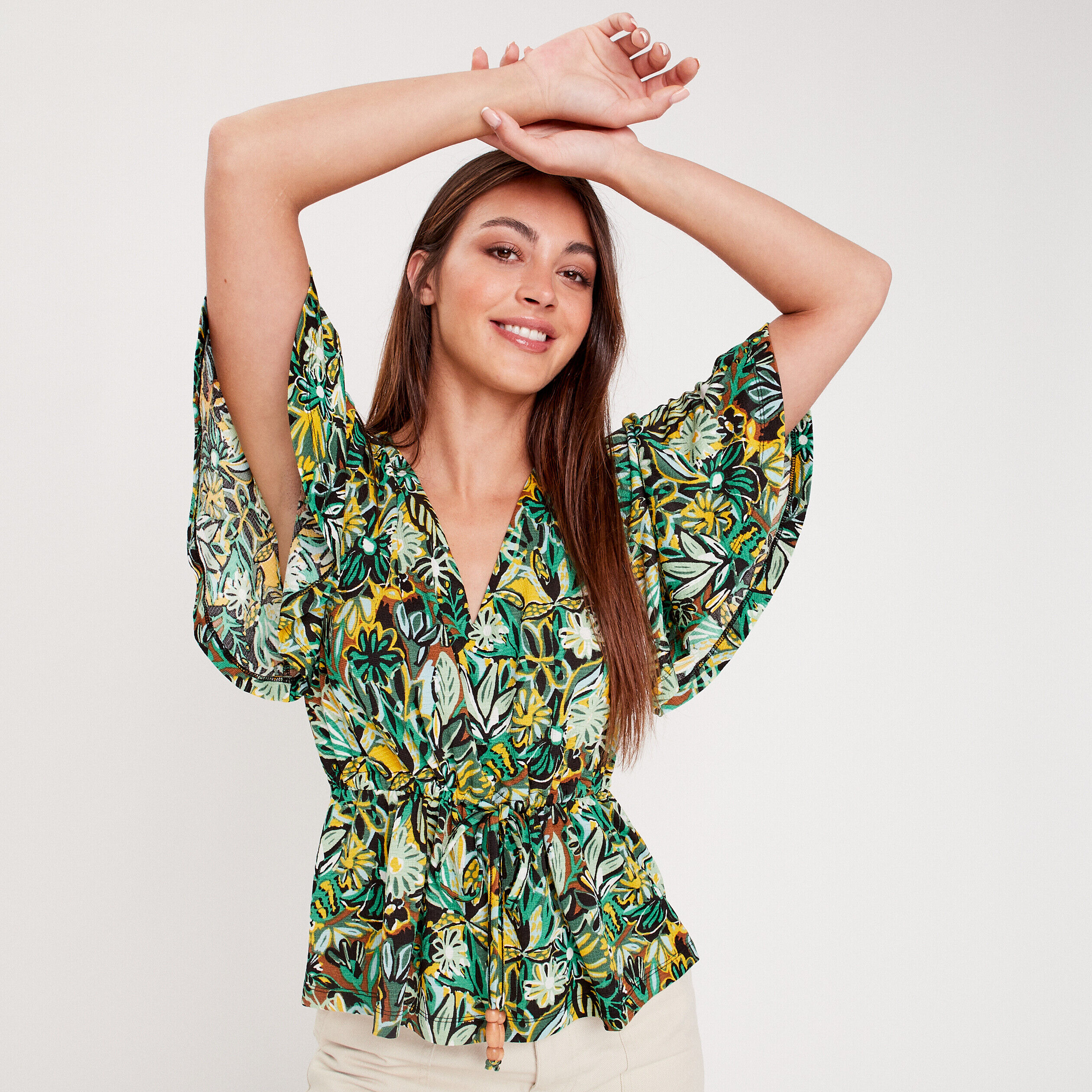 T-shirt manches courtes jaune foncé femme | Cache Cache
