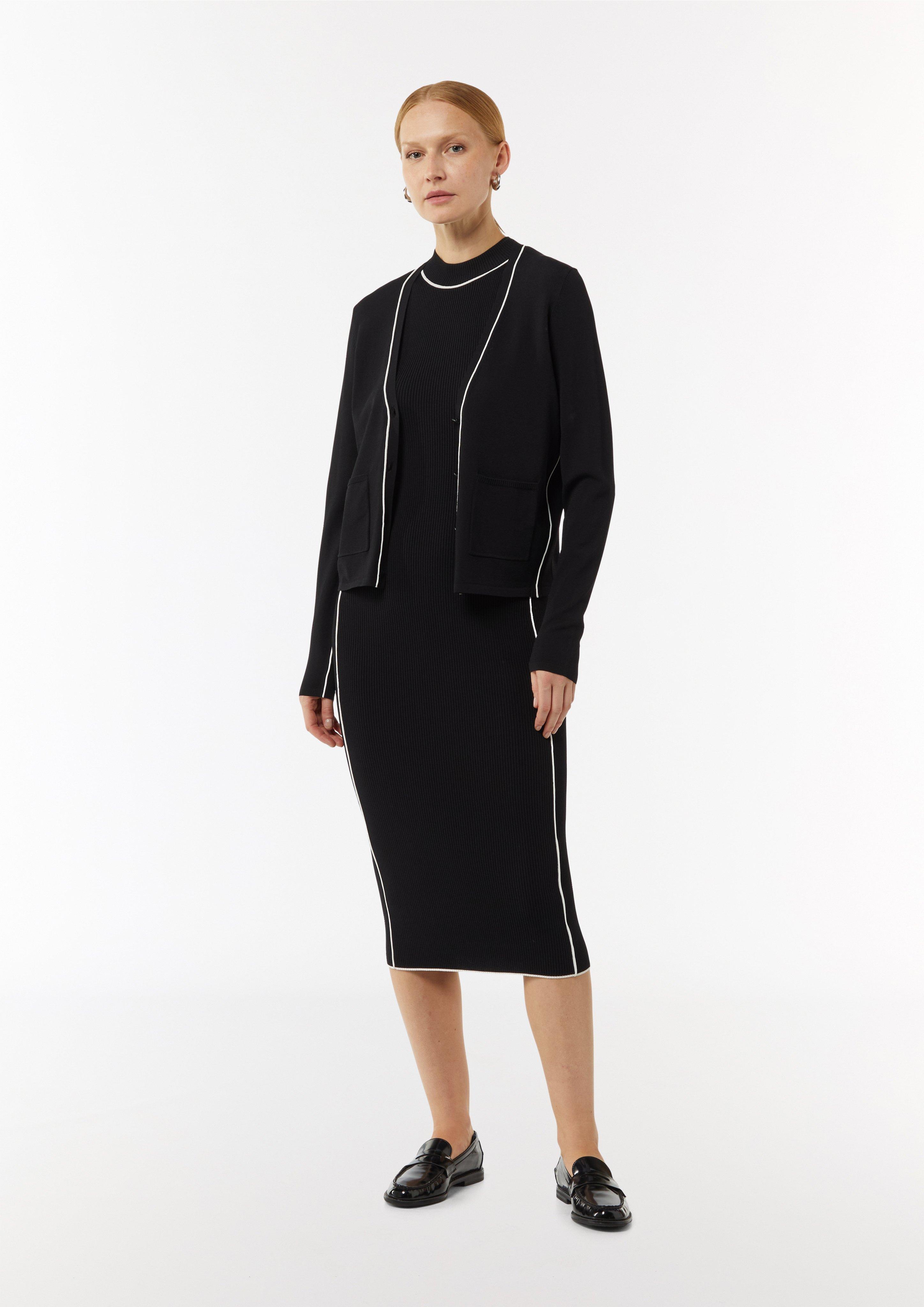 Cardigan mit Kontrastdetails und aufgesetzten Taschen - schwarz