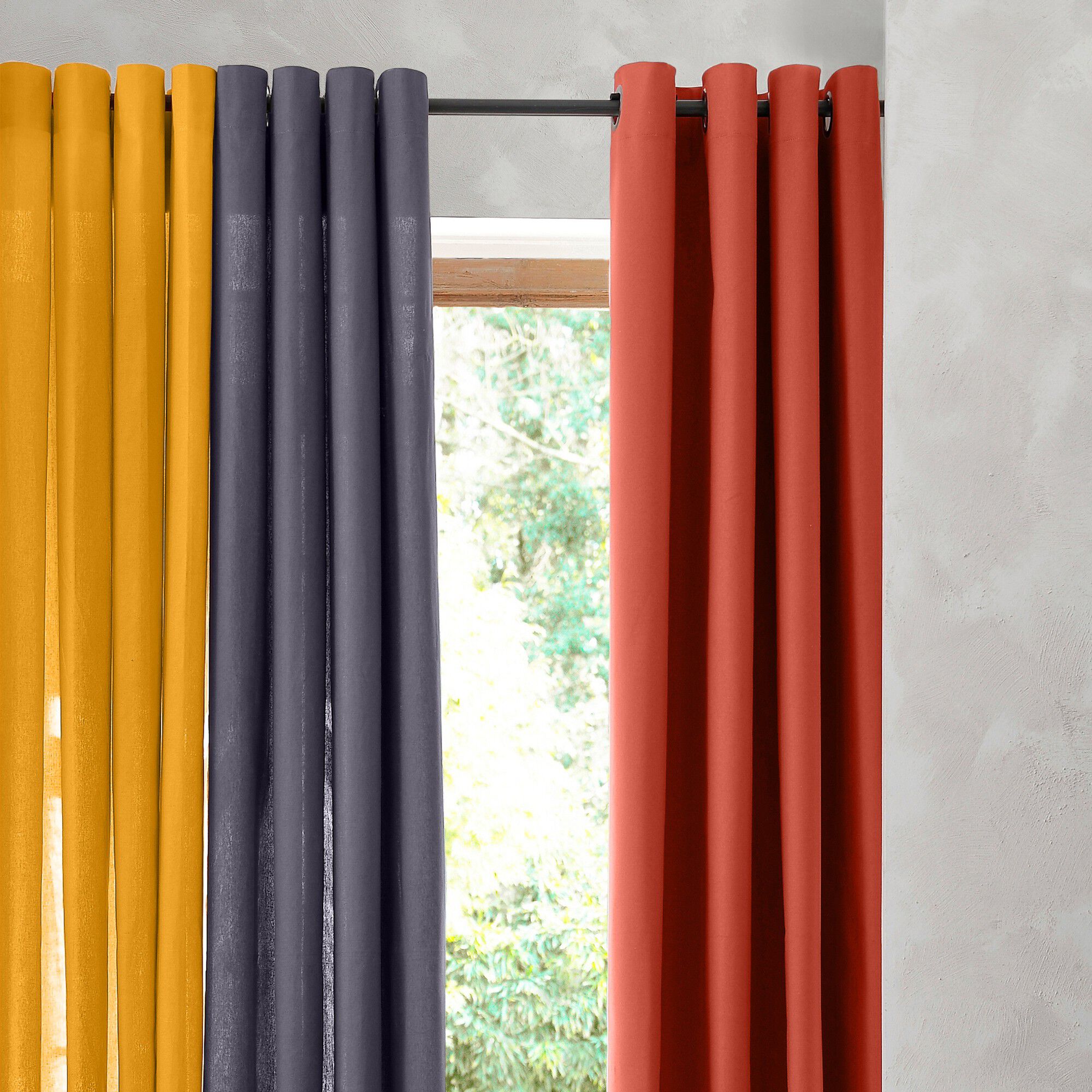 Rideau oeillets bachette tamisant uni