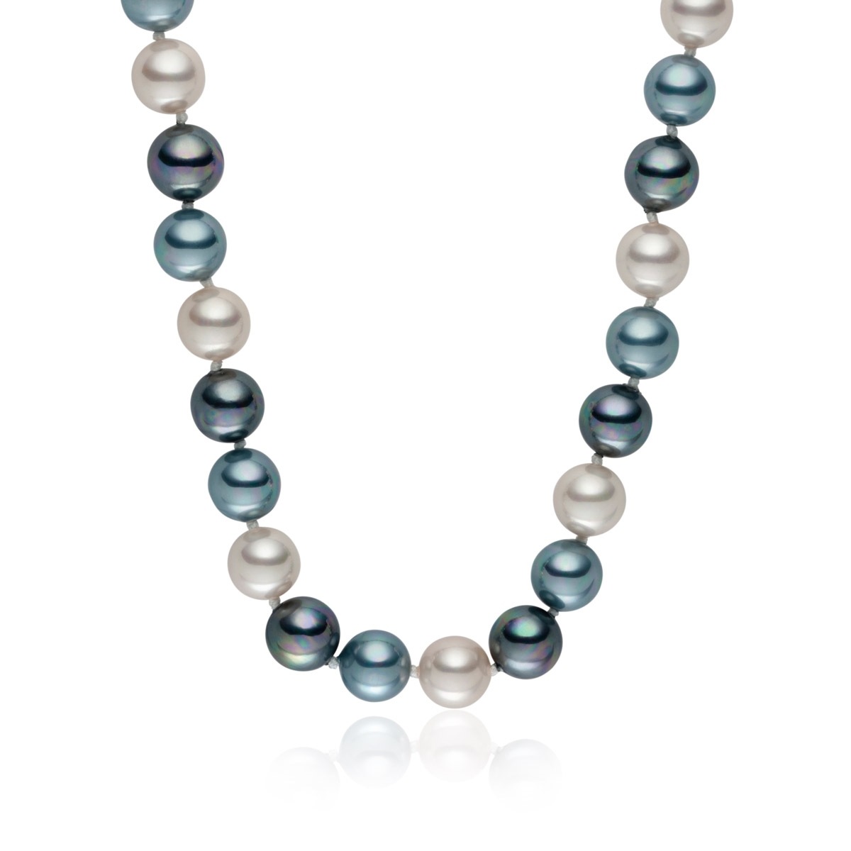 Perlen-Kette Messing Muschelkernperle in Silber