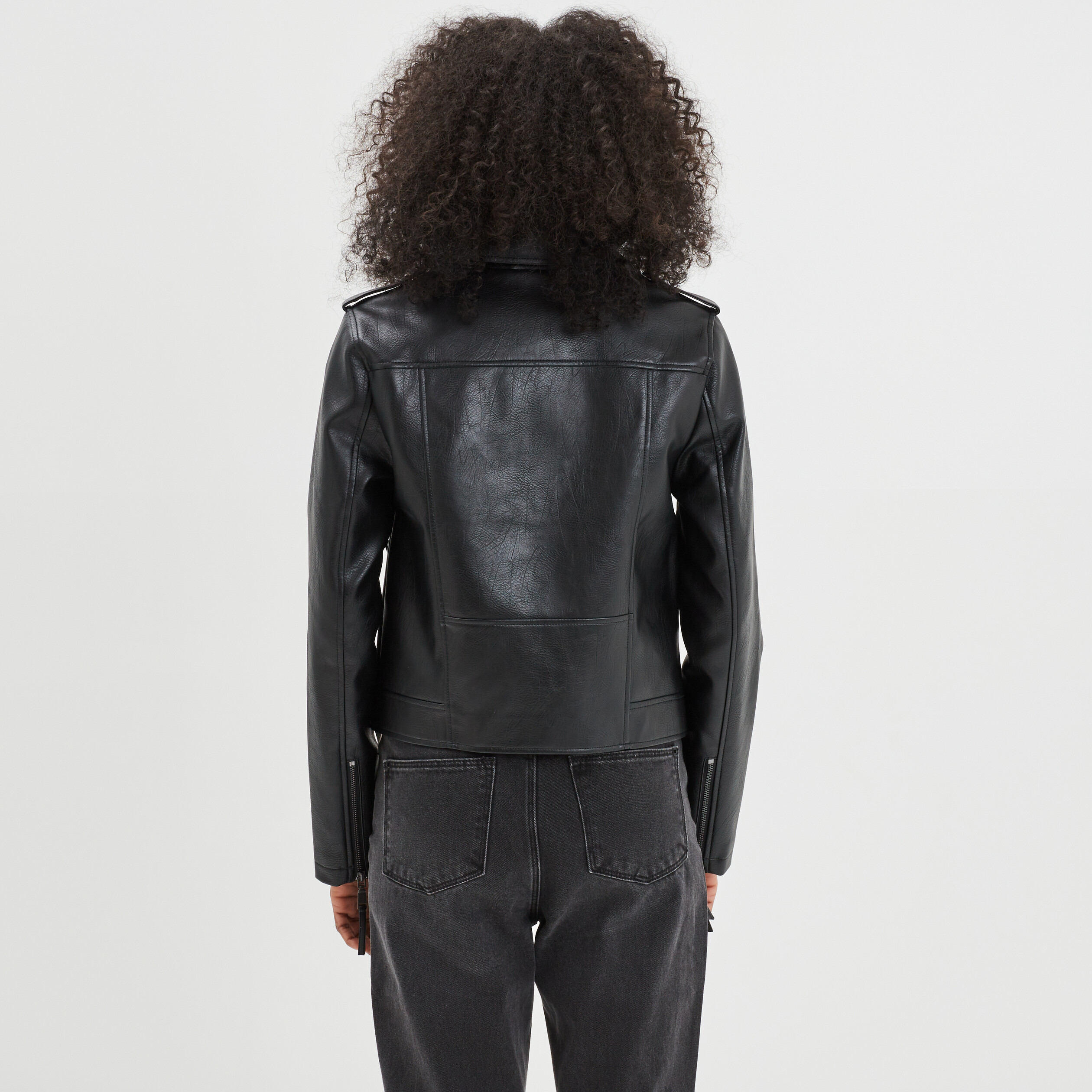 Veste biker simili cuir ajustée Liberto noir femme | La Halle