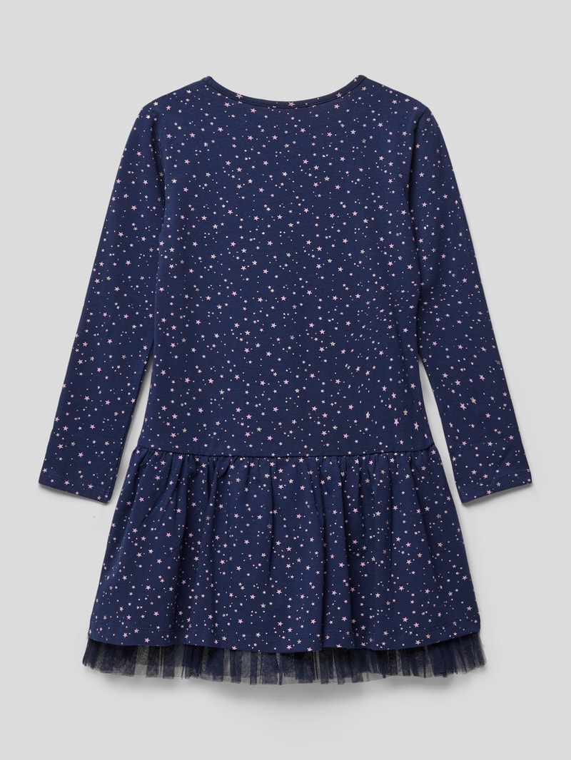 Minikleid mit Allover-Print in marineblau