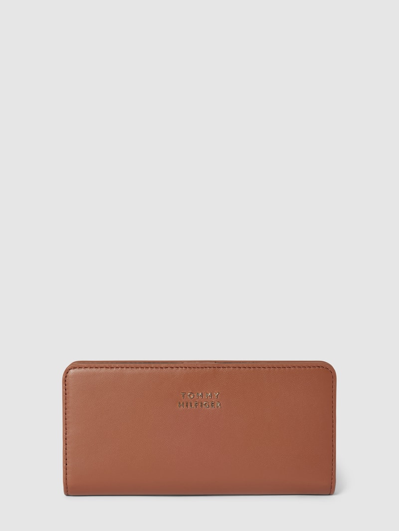 Portemonnaie mit Label-Details Modell 'CHIC' in cognac