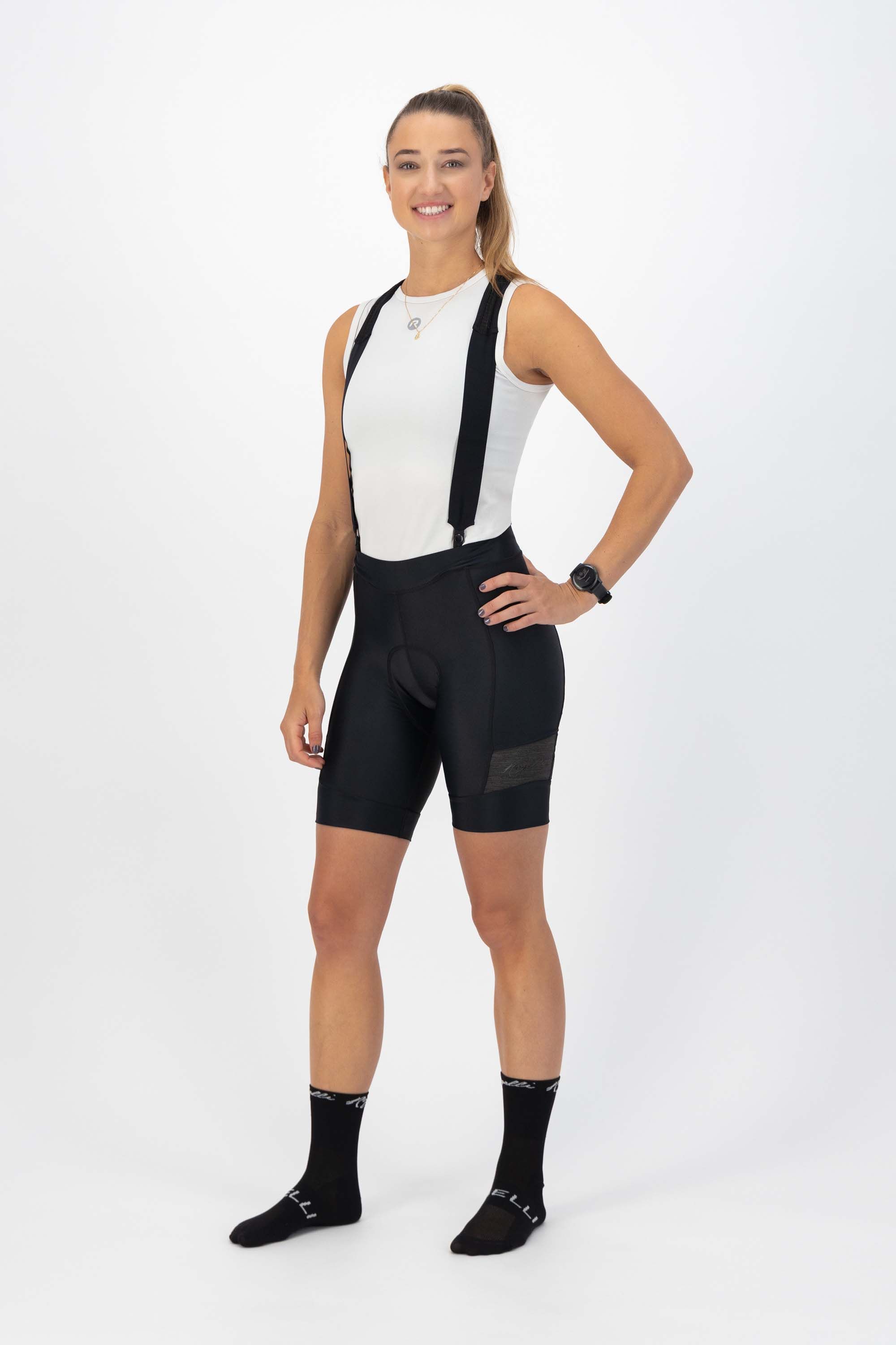 Rogelli Melange Black Damen kurze Radhose mit Träger