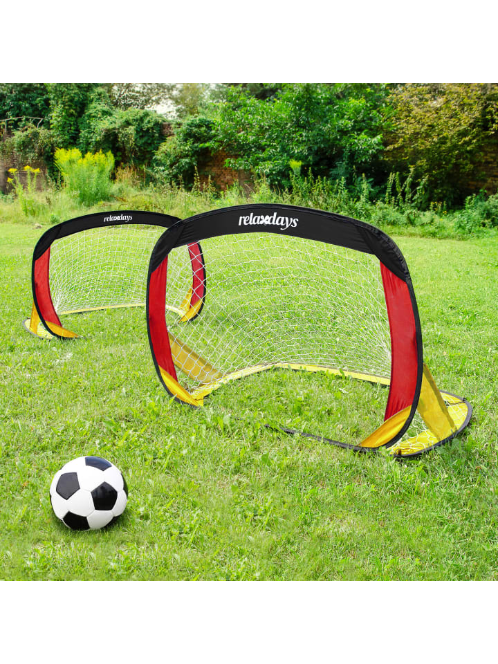 relaxdays 2er Set Fußballtor in Schwarz/Rot/Gold- (B)119 x (H)80 x (T)83 cm günstig kaufen onesize