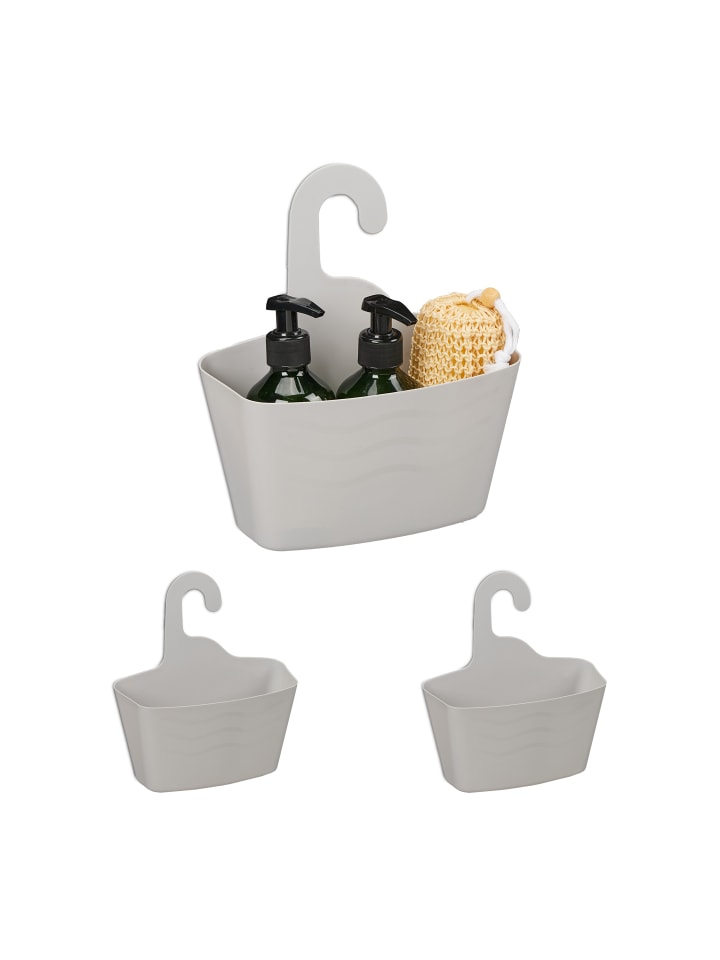 relaxdays 3 x Duschkorb in Grau - (B)23 x (H)25 x (T)10 cm günstig kaufen onesize