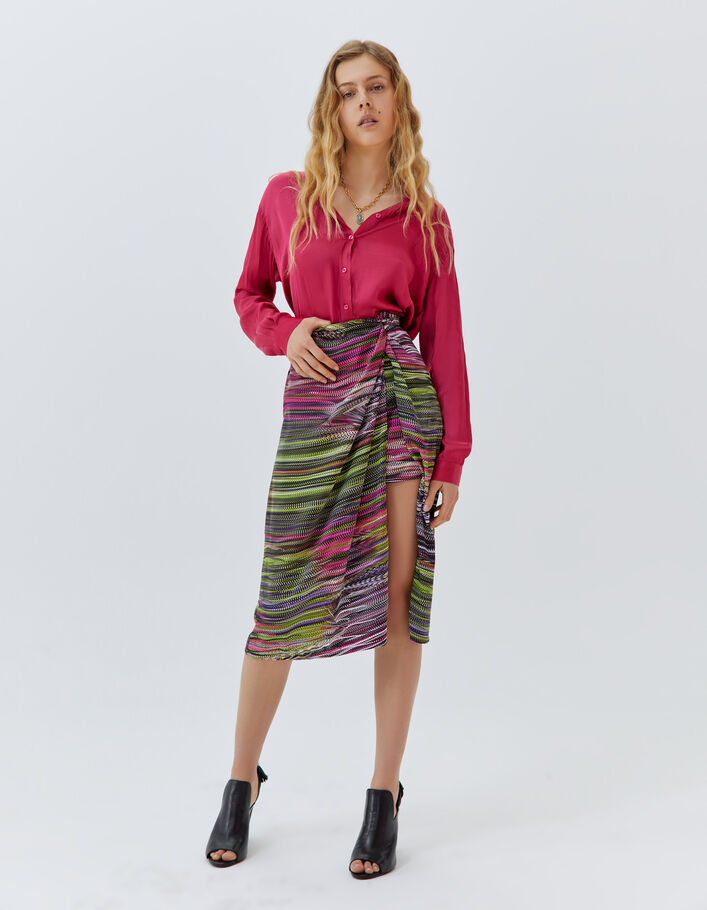 Chemise fushia avec visuel clouté dos femme