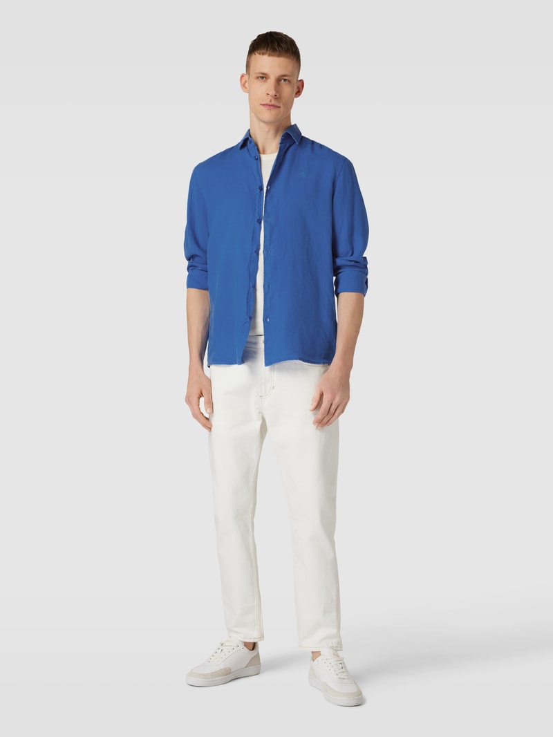 Freizeithemd mit Label-Stitching in royalblau