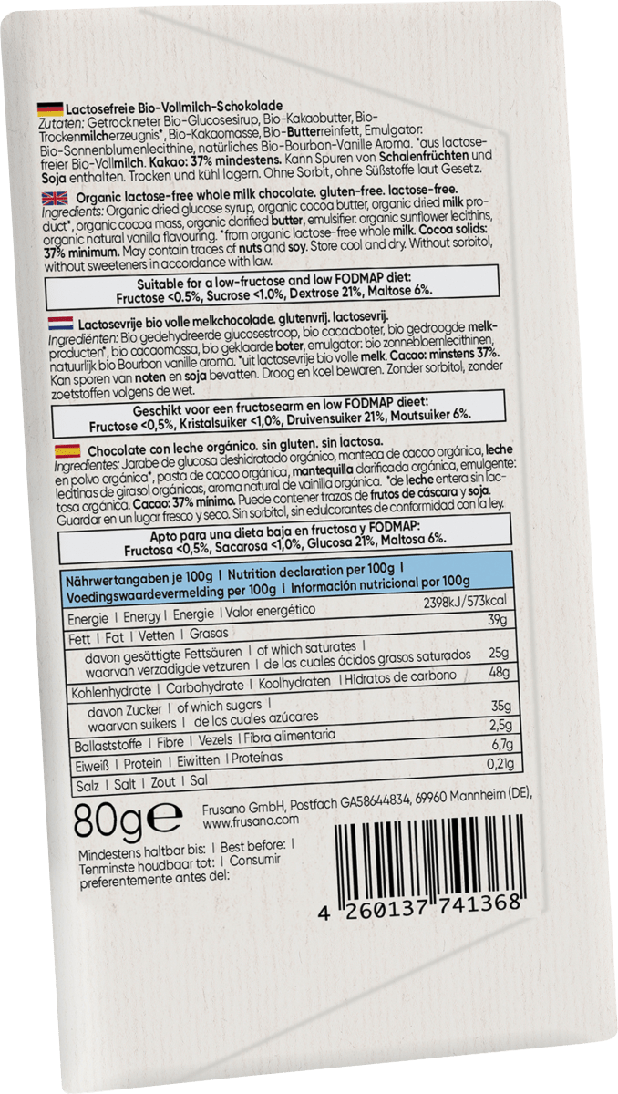 Schokolade Bio Vollmilch, 80 g