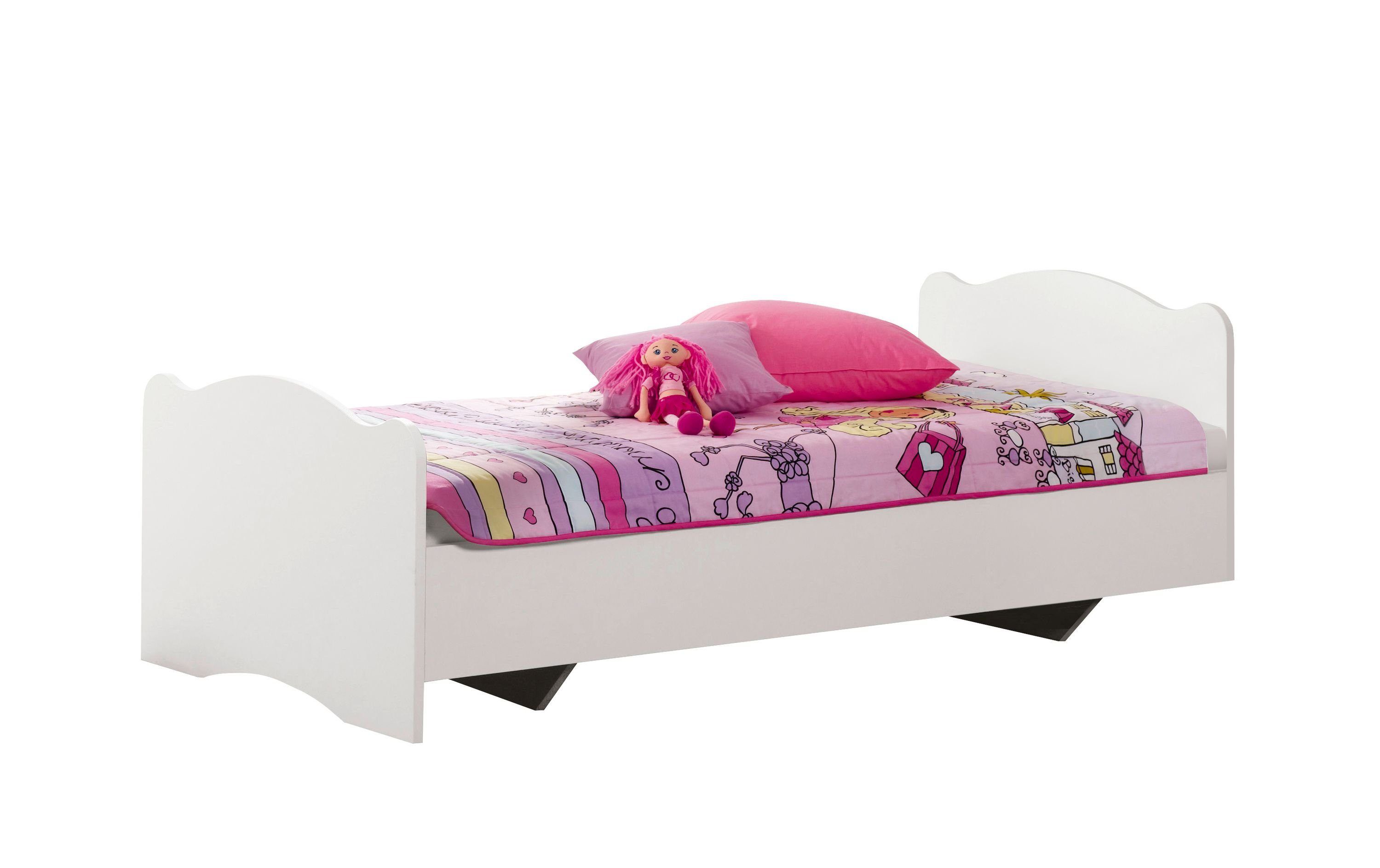 Kindermöbel 24 Komplettschlafzimmer Kinderzimmer Mädchen Blümchen 3-teilig weiß - rosa