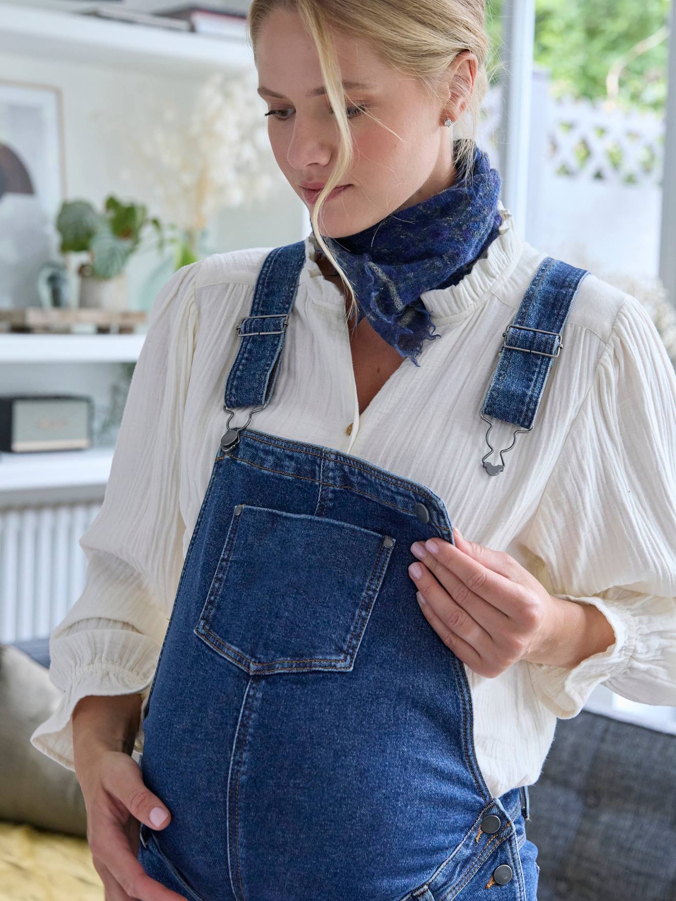 Vertbaudet Latzjeans für Schwangerschaft & Stillzeit, Mom-Fit - dunkelblau