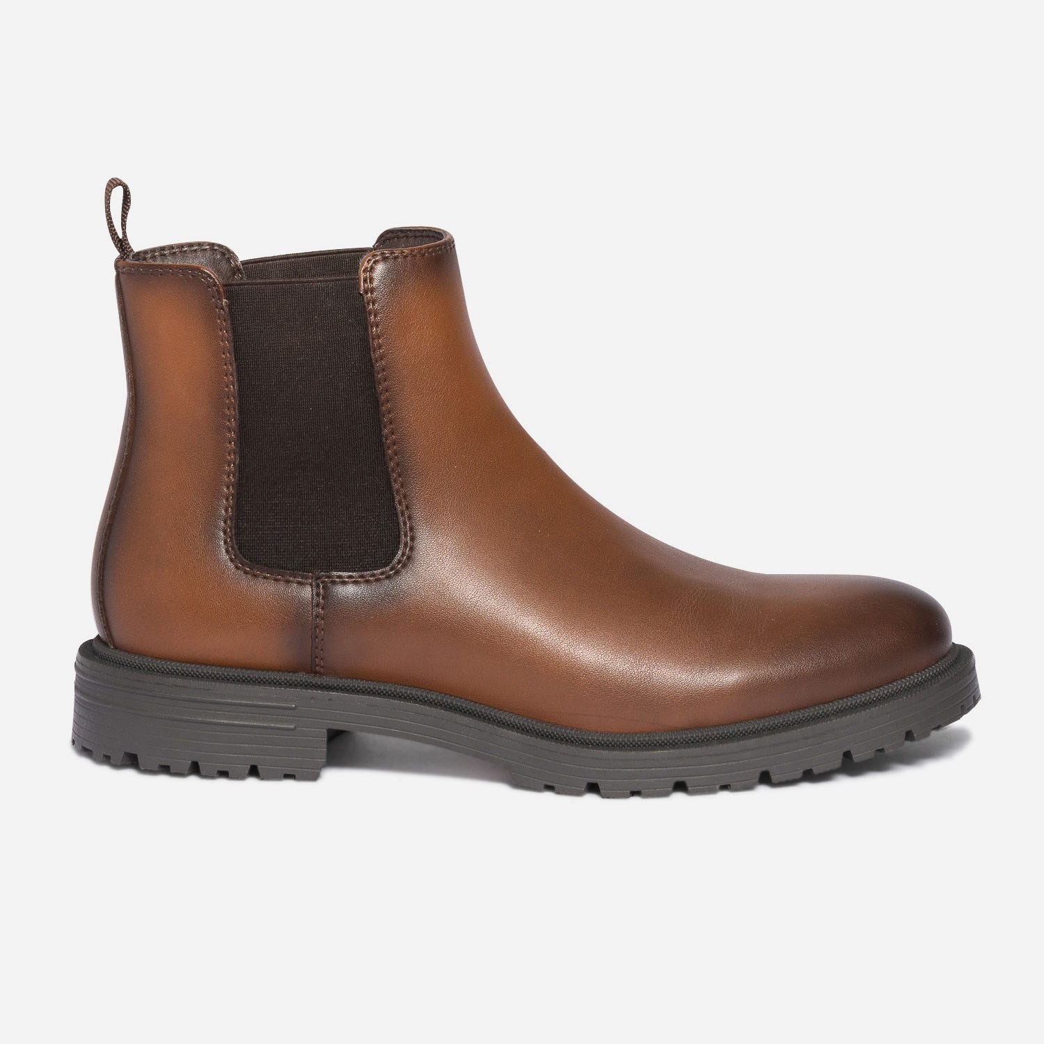 Chelsea boots cognac en semelle crantée