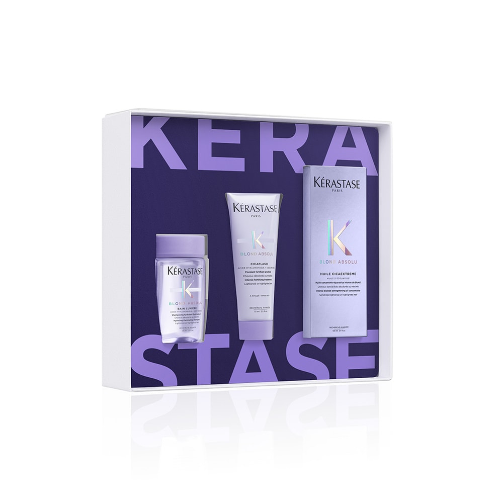 Kérastase Blond Absolu Coffret découverte routine shampoing, soin et huile pour cheveux blonds