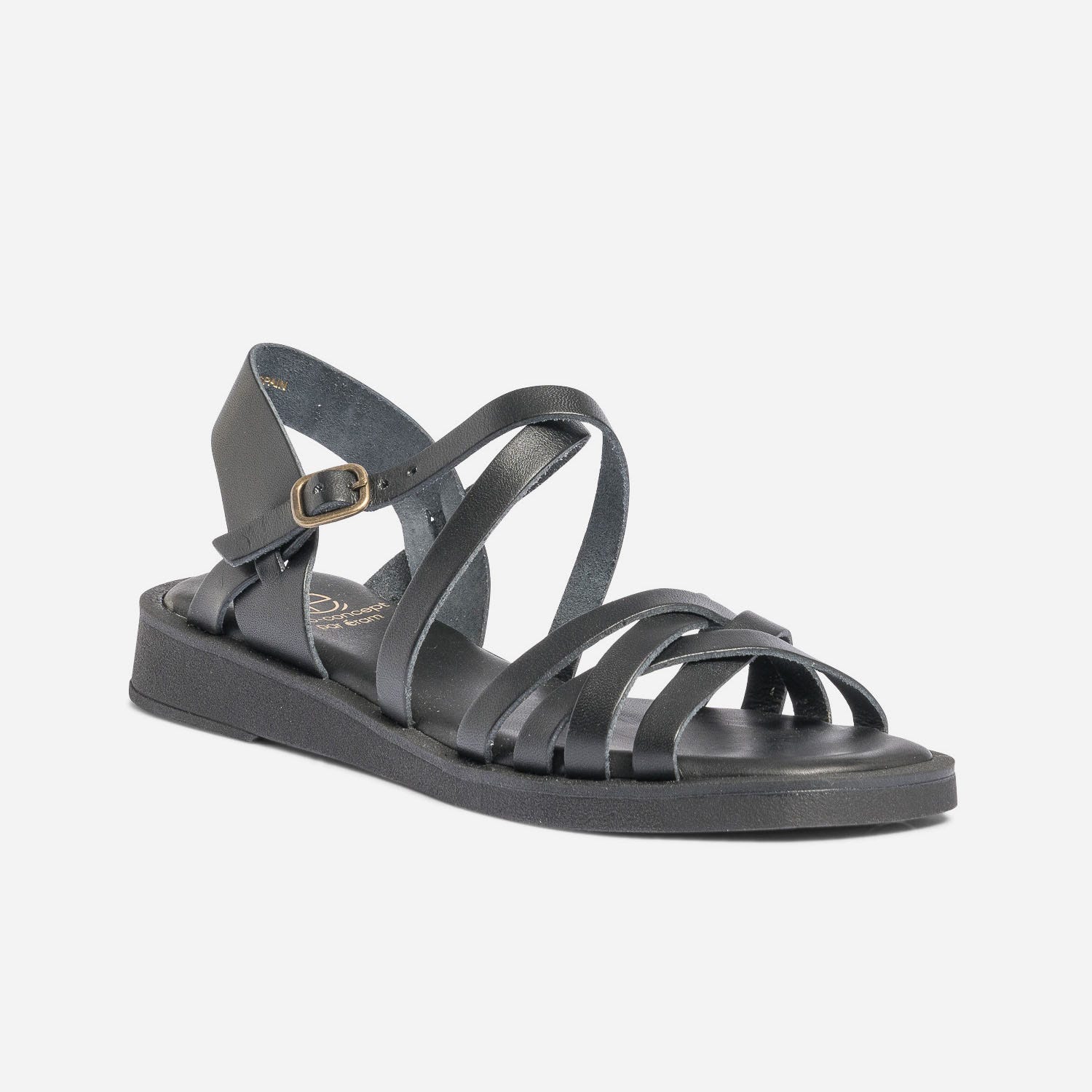 Sandale noire en cuir éco-conçue