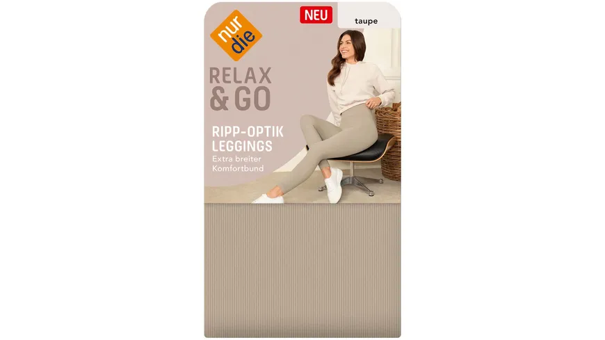 NUR DIE Damen Leggings Relax & Go Ripp-Optik taupe