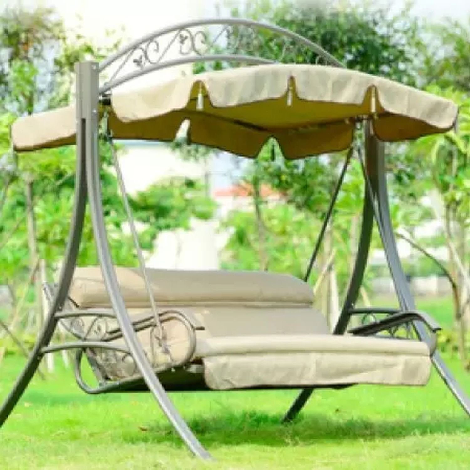 PureHaven Hollywoodschaukel Nordic für 3 Personen 210x150x200 cm, 3-Sitzer