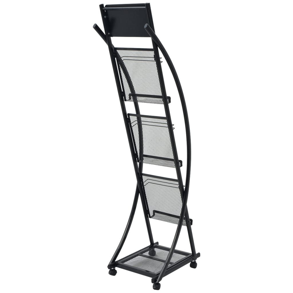 vidaXL Zeitungsständer 30098 Zeitschriftenständer 40 x 32 x 131 cm Schwarz A4