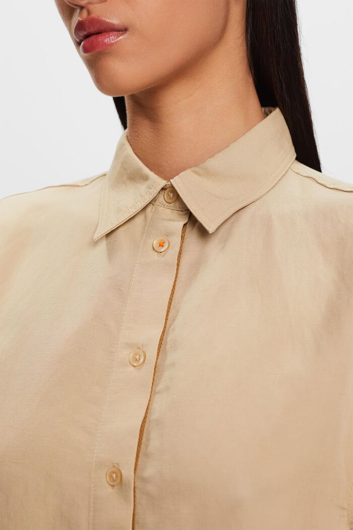 Verkürzte Hemdbluse, Leinenmix