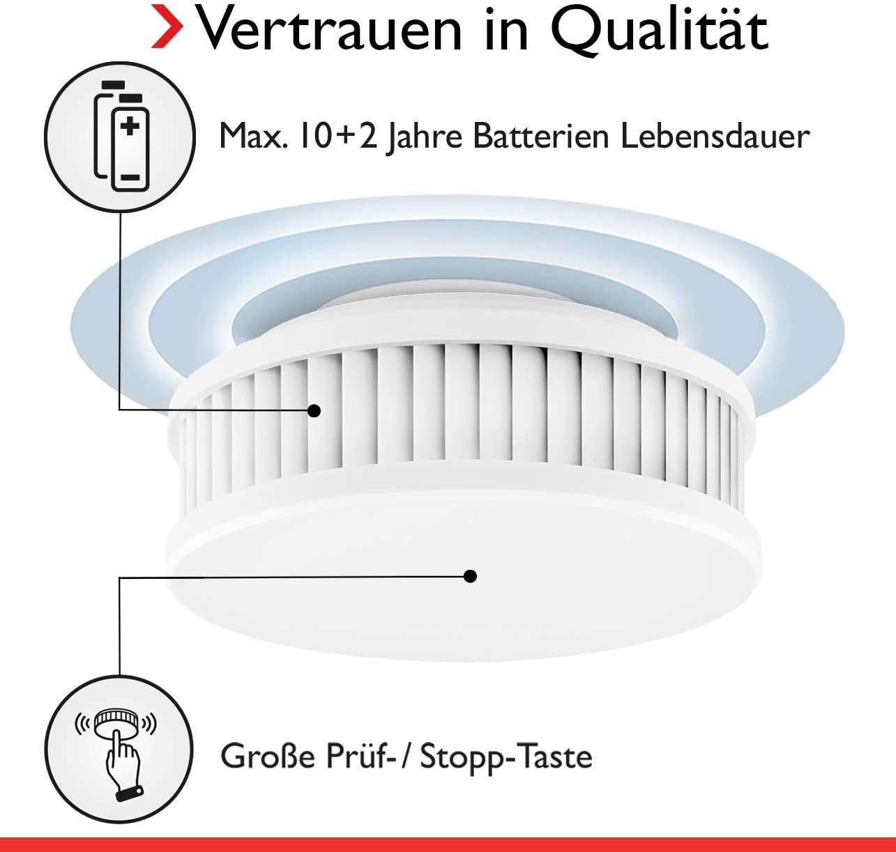 Pyrexx PX-1C Funk-Rauchwarnmelder Weiß - 1er Set Rauchmelder